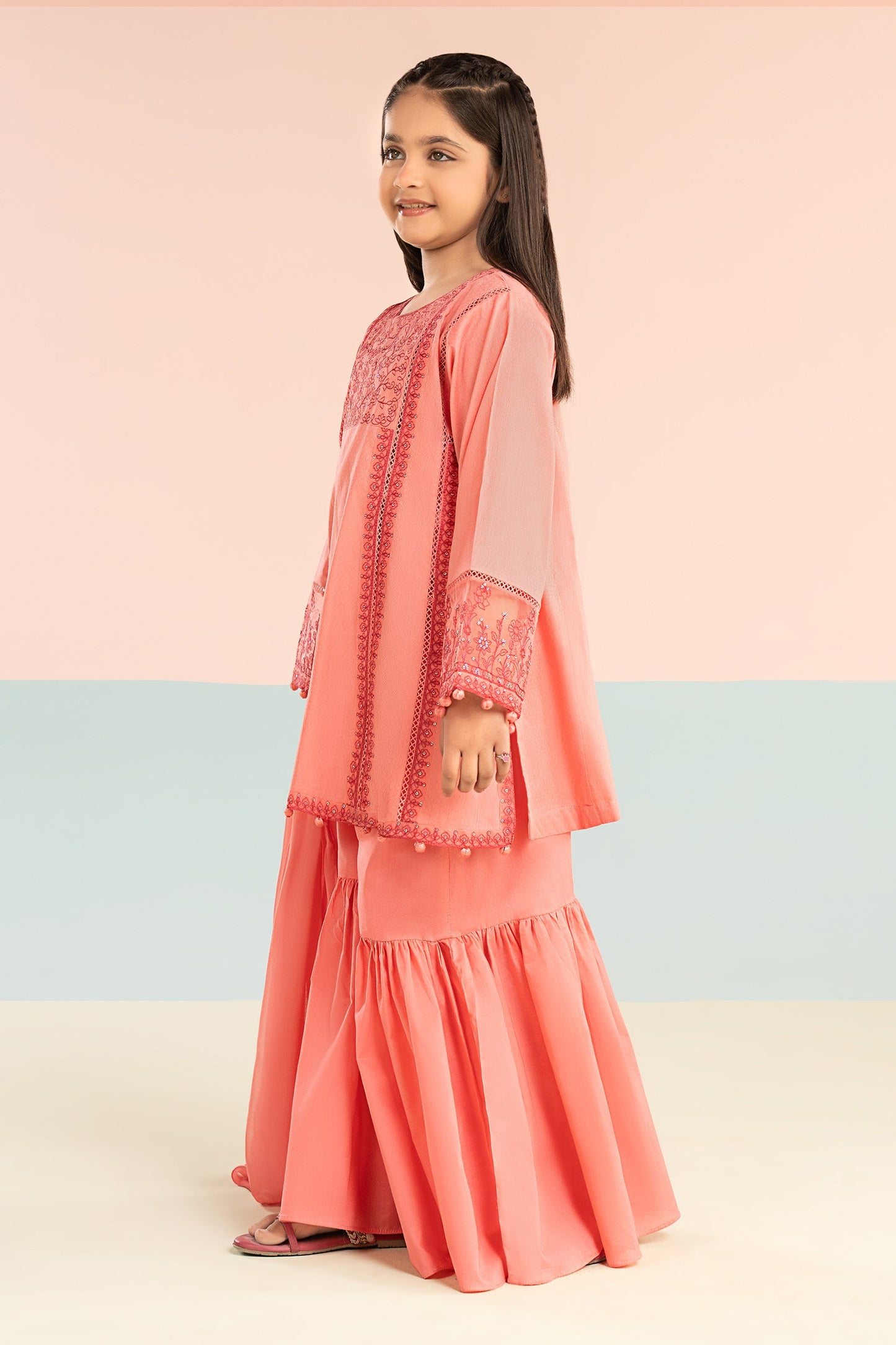 3 Piece Embroidered Dobby Lawn Suit - Kids Clothing - available at Maria Faisal in UK and USA.