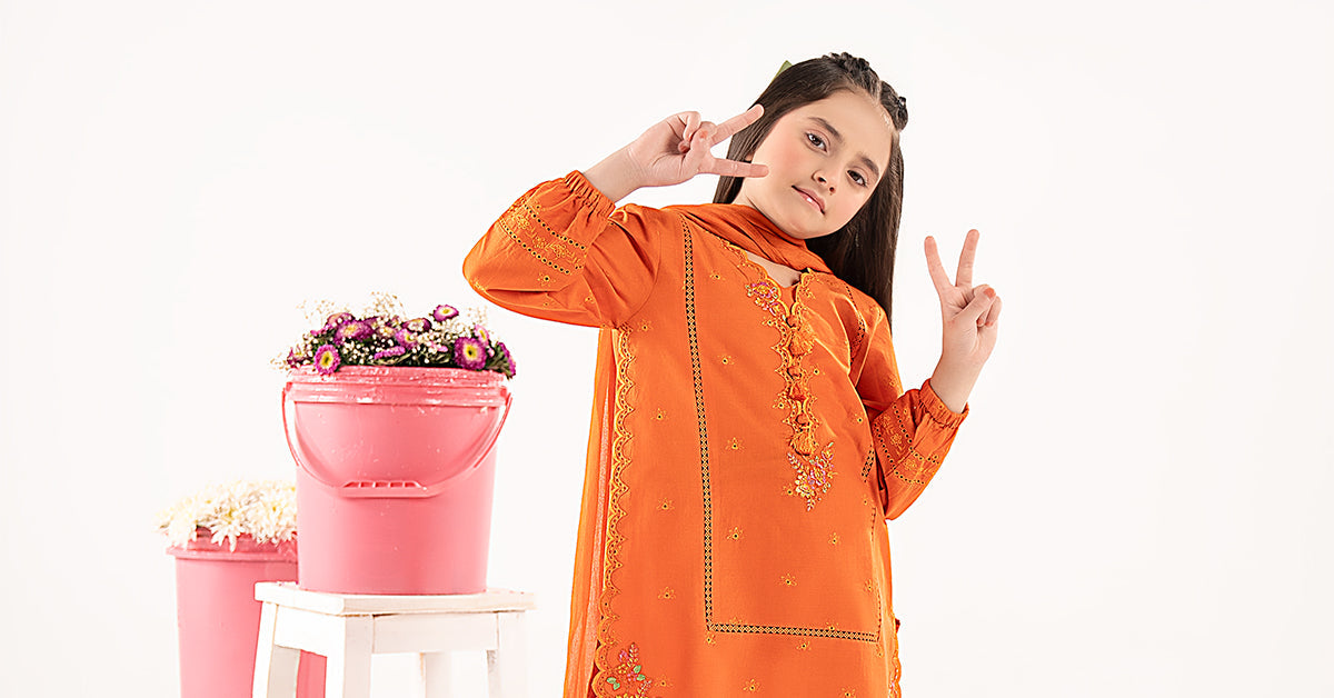 3 Piece Embroidered Lawn Suit - by Maria Faisal - Registered Vendor of : Maria B Kids - 100% Original Designer Dress