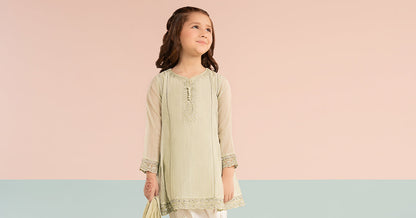 3 Piece Embroidered Striped Lurex Yarn Dyed Suit - Kids Clothing - available at Maria Faisal in UK and USA.