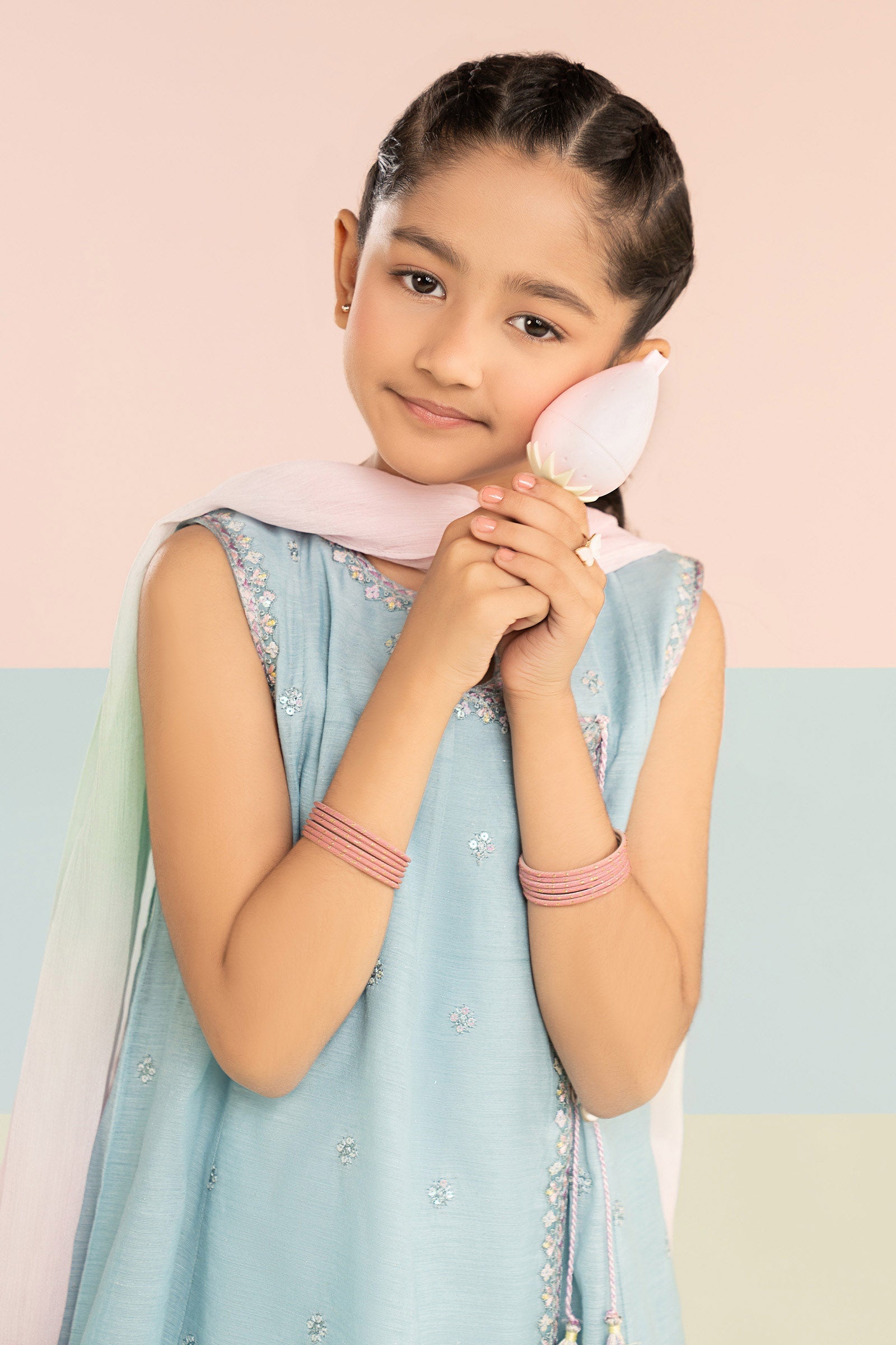 3 Piece Embroidered Paper Cotton Suit - Kids Clothing - available at Maria Faisal in UK and USA.
