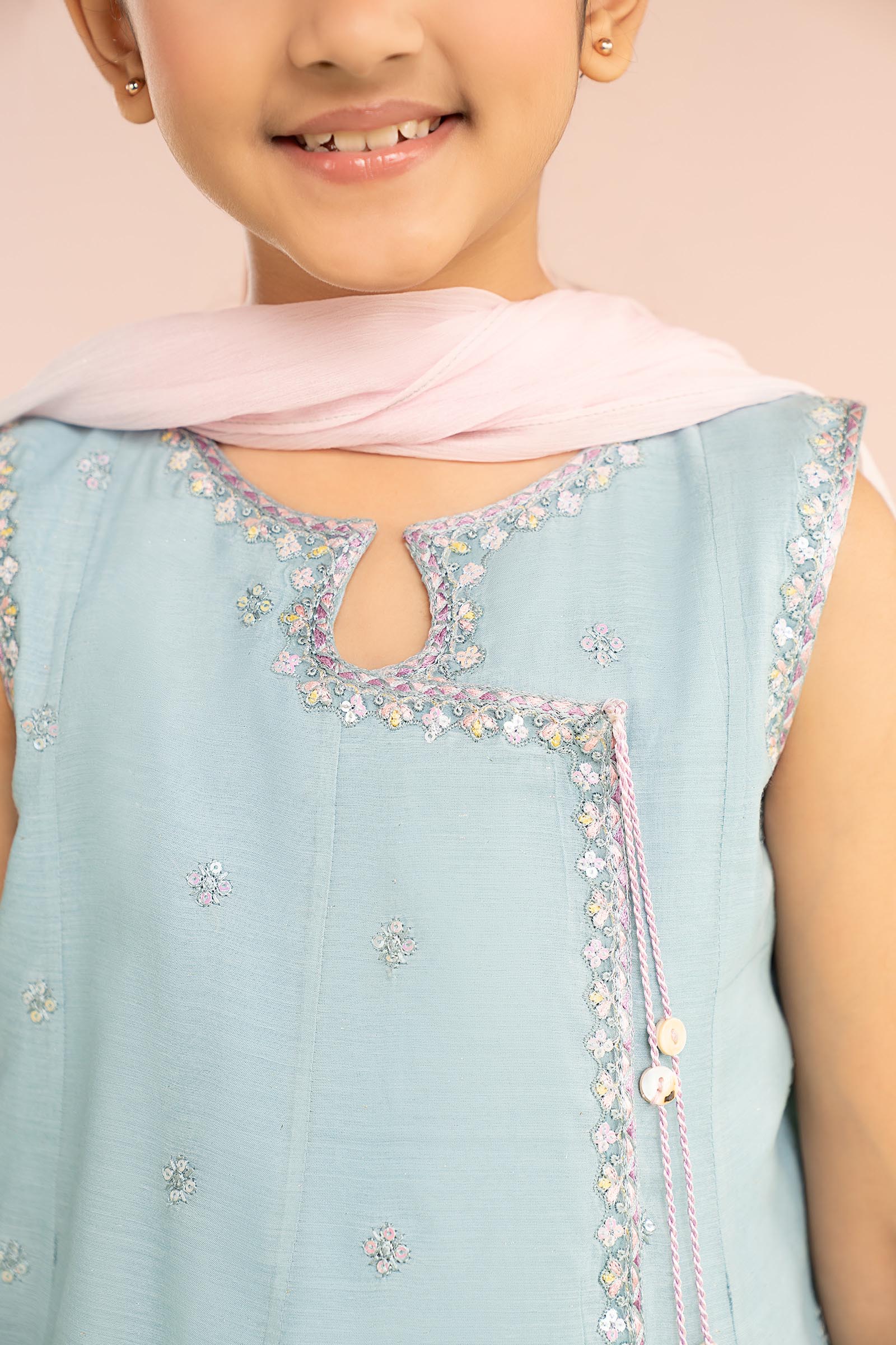 3 Piece Embroidered Paper Cotton Suit - Kids Clothing - available at Maria Faisal in UK and USA.