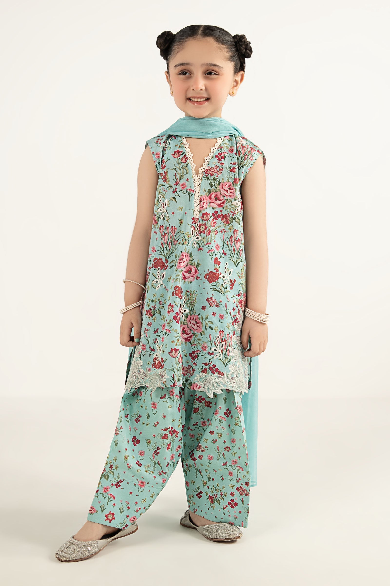 3 Piece Embroidered Lawn Suit - by Maria Faisal - Registered Vendor of : Maria B Kids - 100% Original Designer Dress