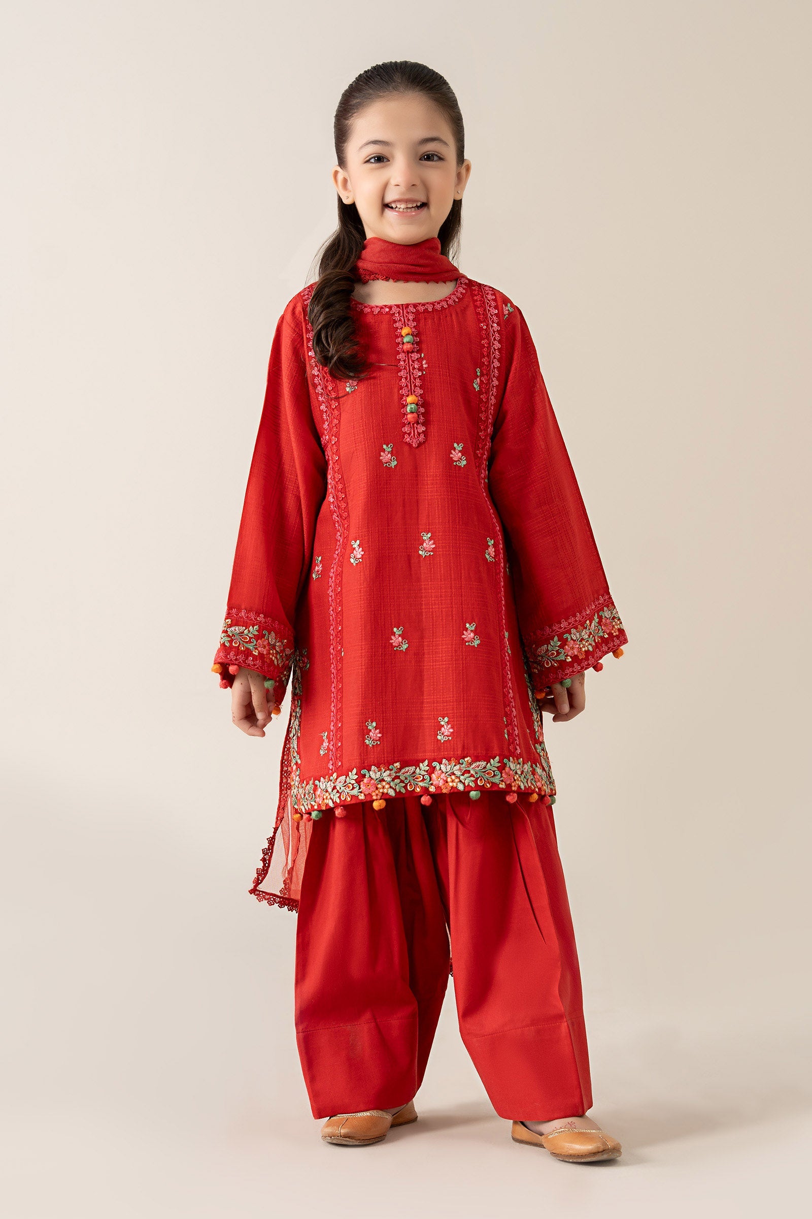 3 Piece Embroidered Dobby Suit - Kids Clothes - available at Maria Faisal in UK and USA