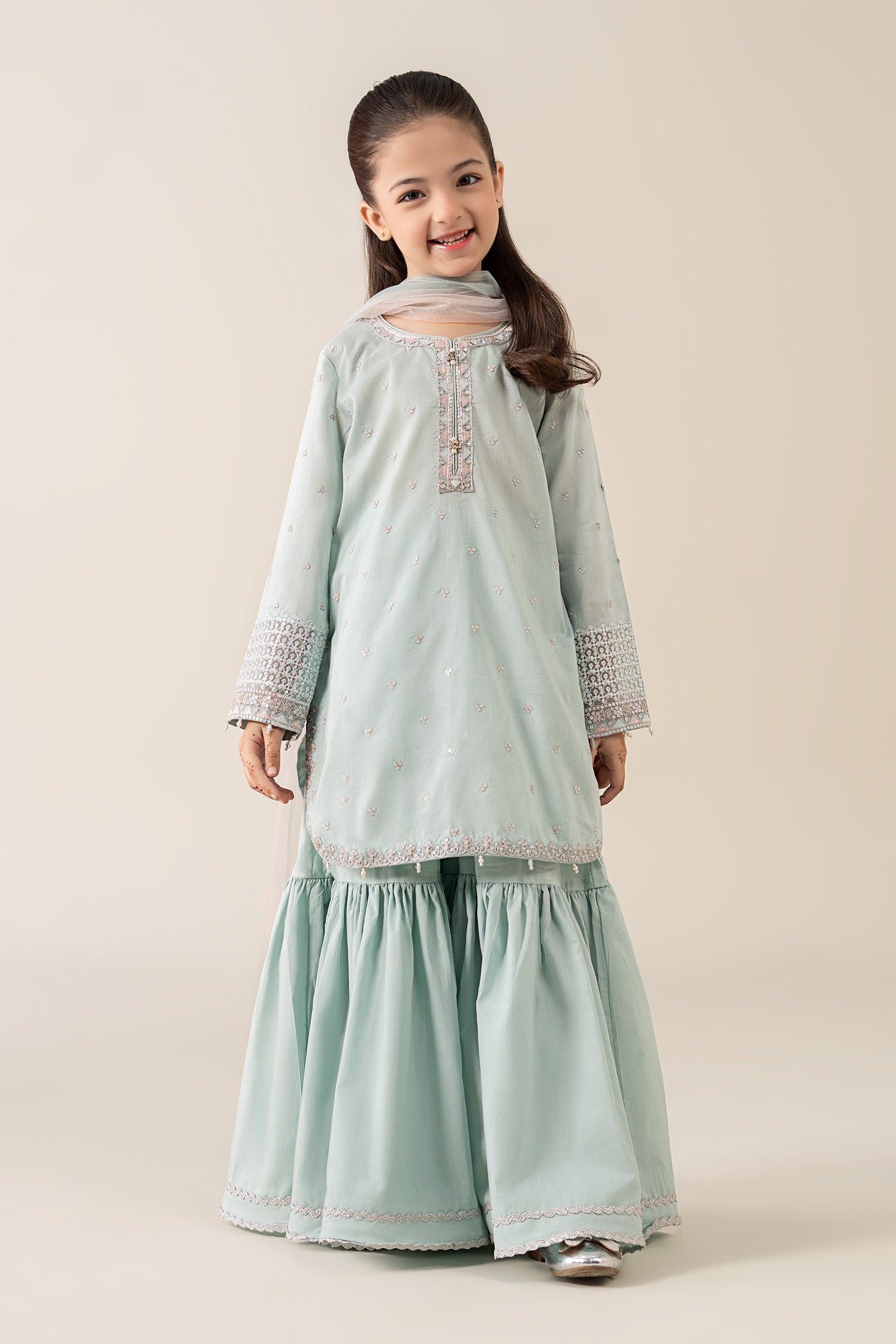 3 Piece Embroidered Lawn Suit - by Maria Faisal - Registered Vendor of : Maria B Kids - 100% Original Designer Dress
