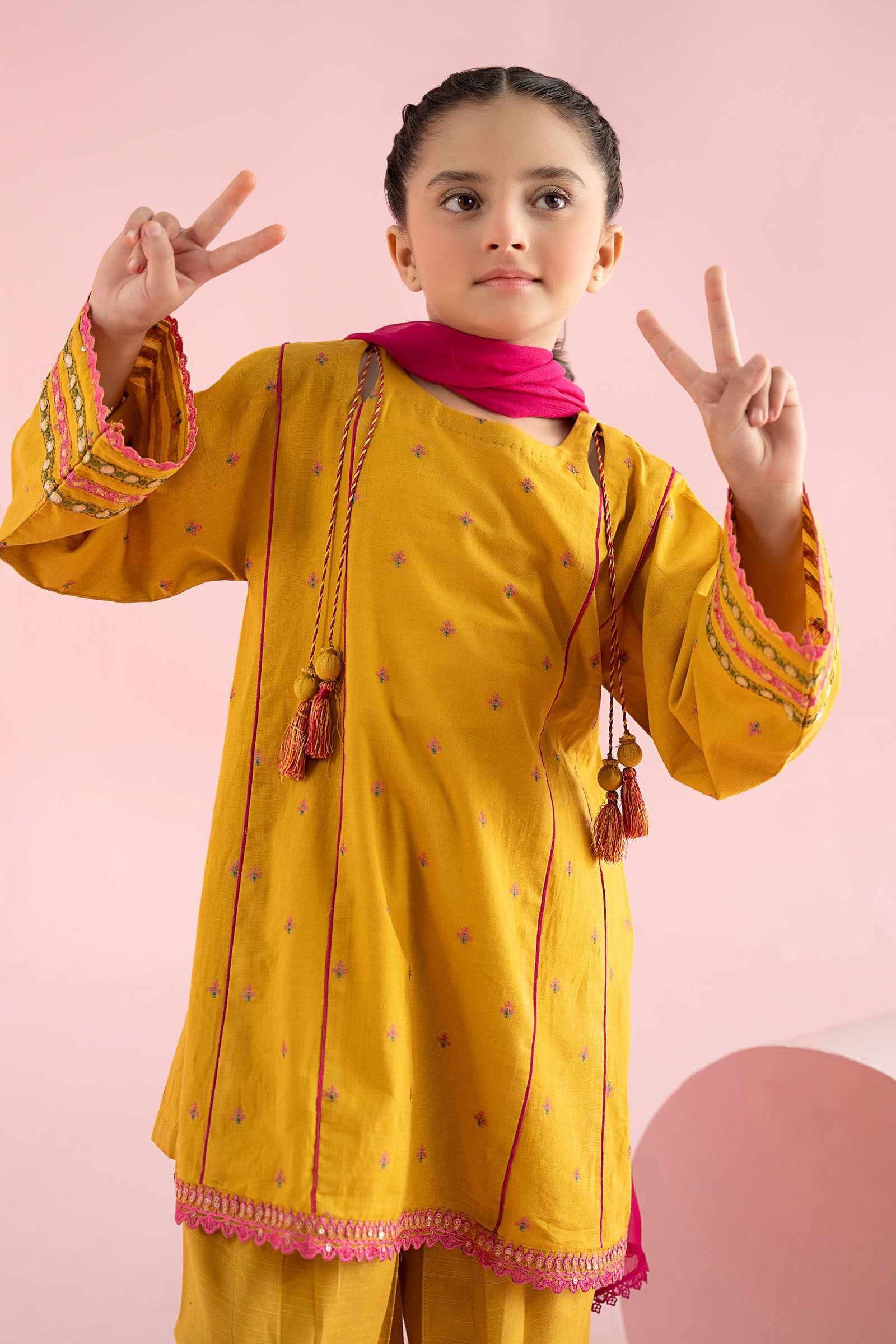 3 Piece Embroidered Jacquard Brochia Suit - Kids Clothes - available at Maria Faisal in UK and USA