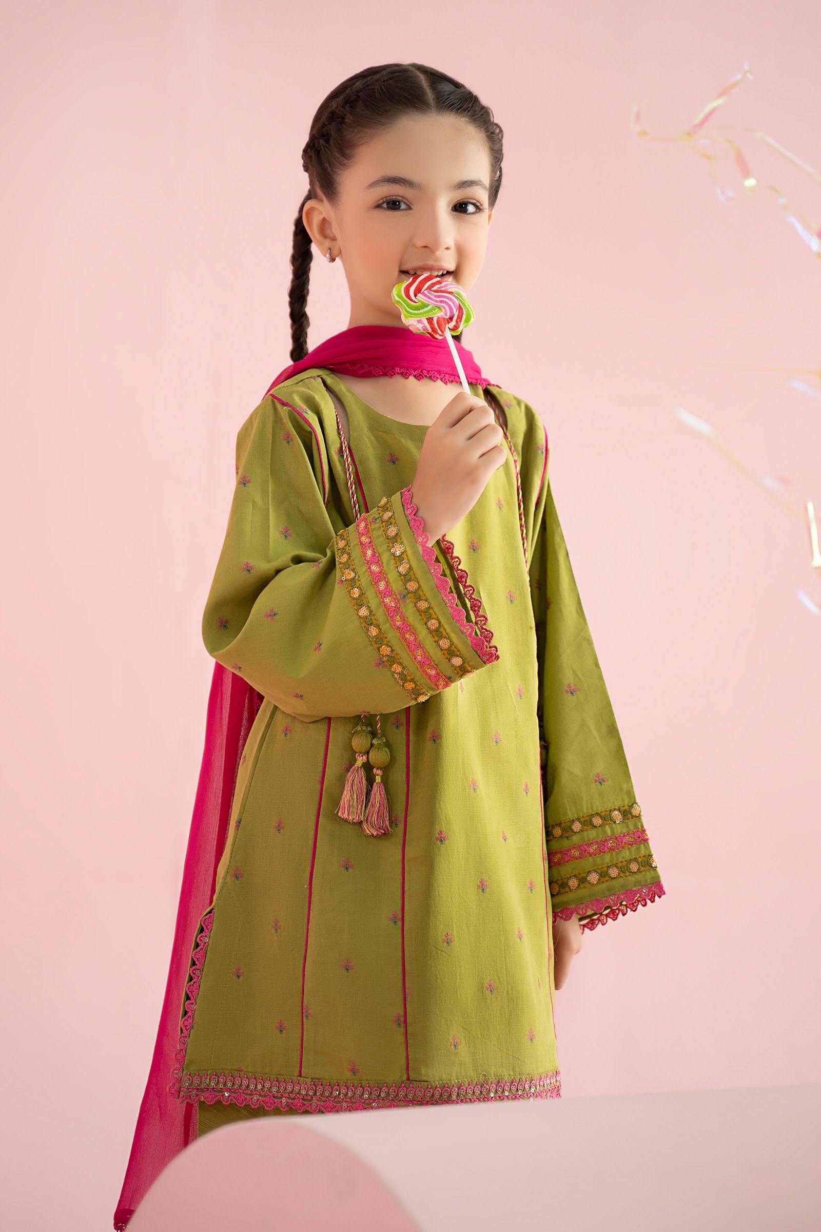 3 Piece Embroidered Jacquard Brochia Suit - Kids Clothes - available at Maria Faisal in UK and USA