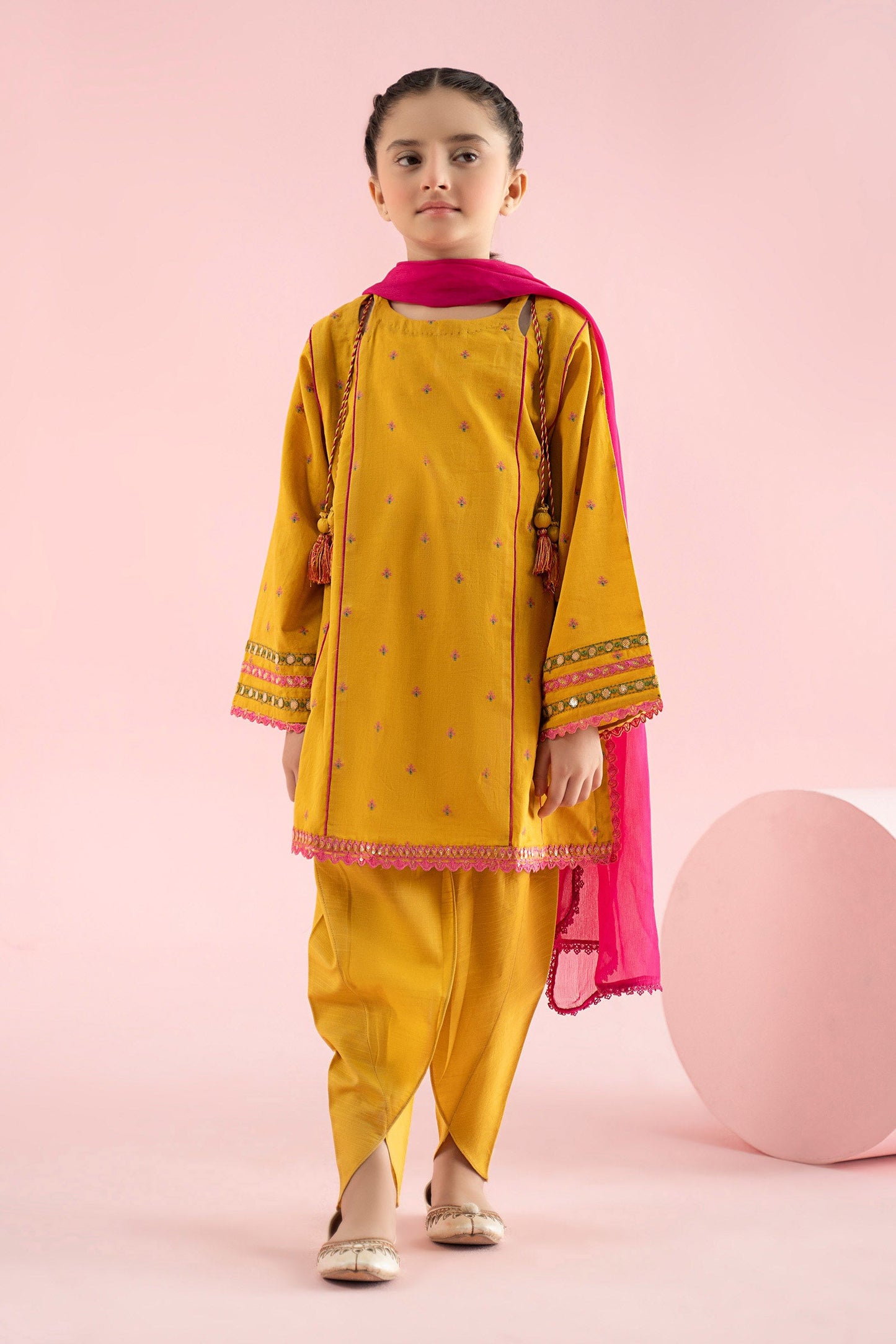 3 Piece Embroidered Jacquard Brochia Suit - Kids Clothes - available at Maria Faisal in UK and USA