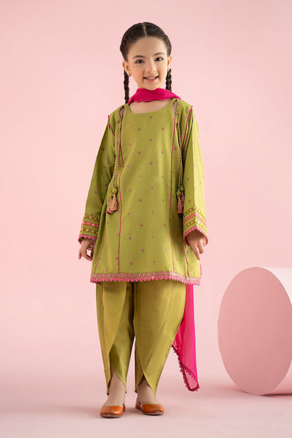 3 Piece Embroidered Jacquard Brochia Suit - Kids Clothes - available at Maria Faisal in UK and USA