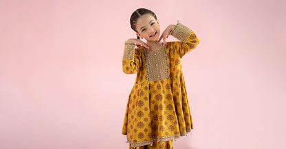 3 Piece Embroidered Linen Suit - Kids Clothing - available at Maria Faisal in UK and USA.