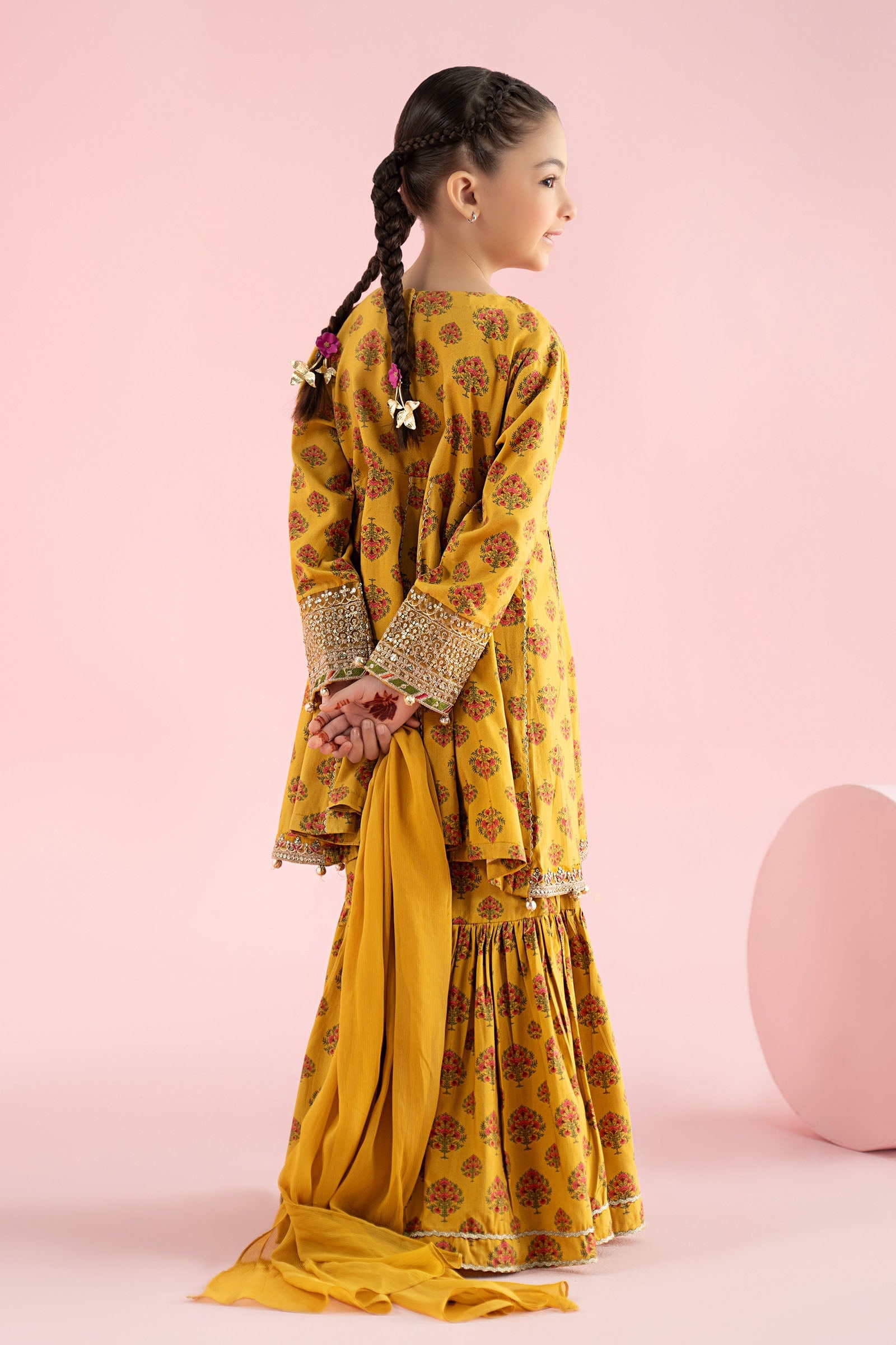 3 Piece Embroidered Linen Suit - Kids Clothing - available at Maria Faisal in UK and USA.