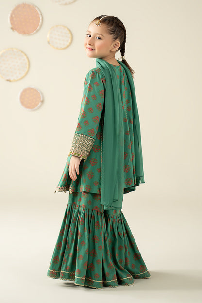 3 Piece Embroidered Linen Suit - Kids Clothing - available at Maria Faisal in UK and USA.