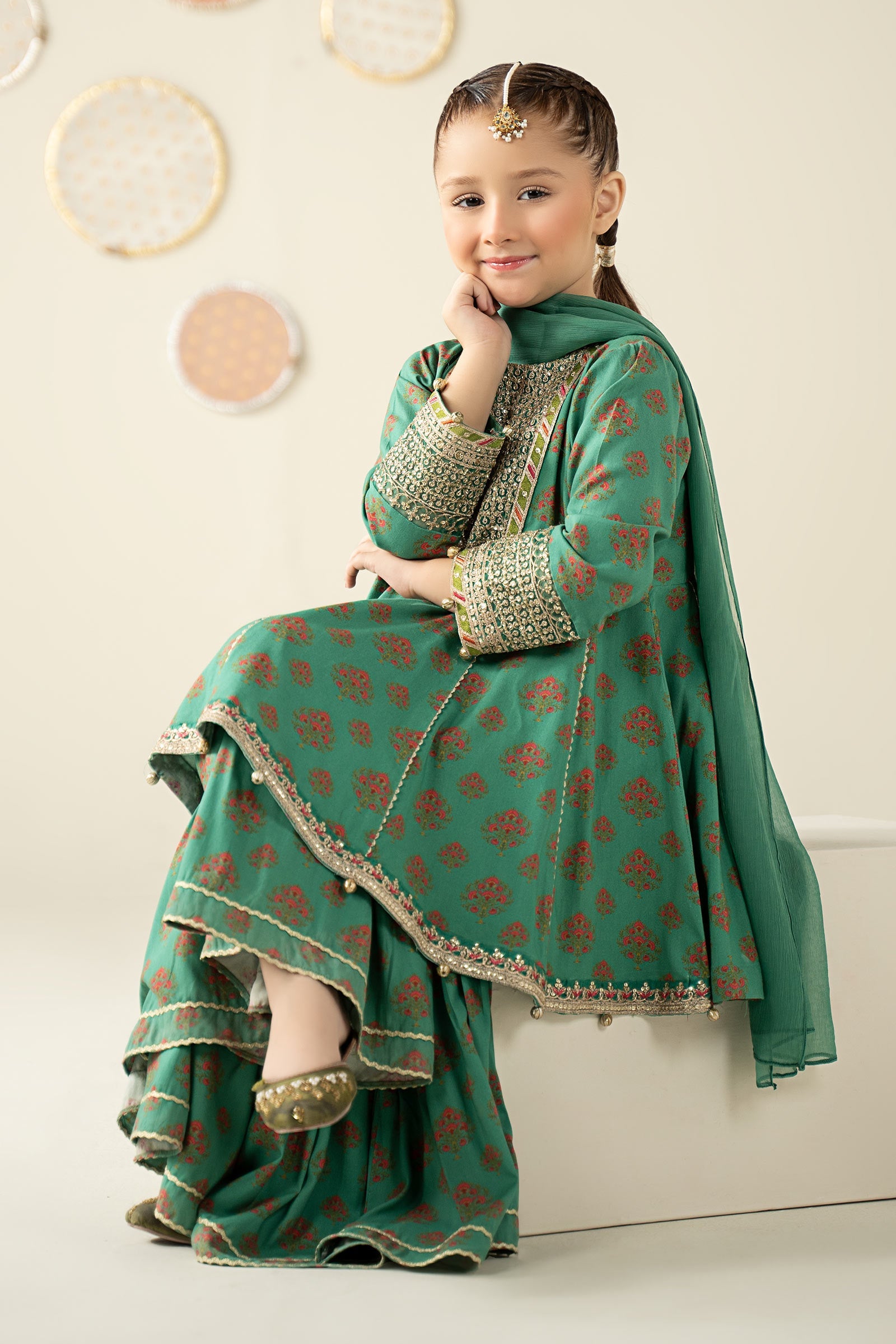 3 Piece Embroidered Linen Suit - Kids Clothes - available at Maria Faisal in UK and USA