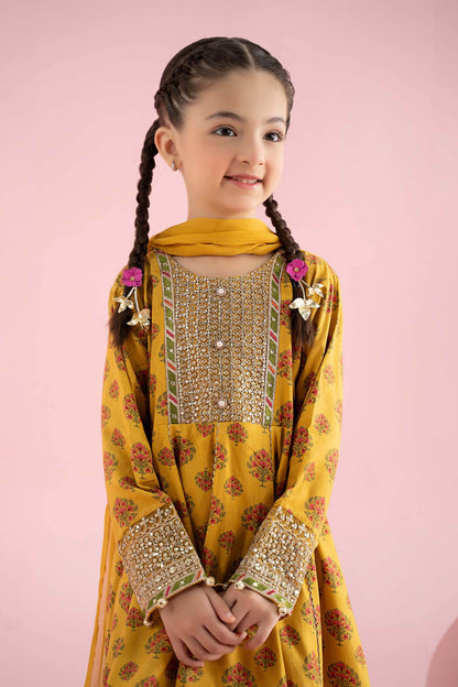 3 Piece Embroidered Linen Suit - Kids Clothing - available at Maria Faisal in UK and USA.