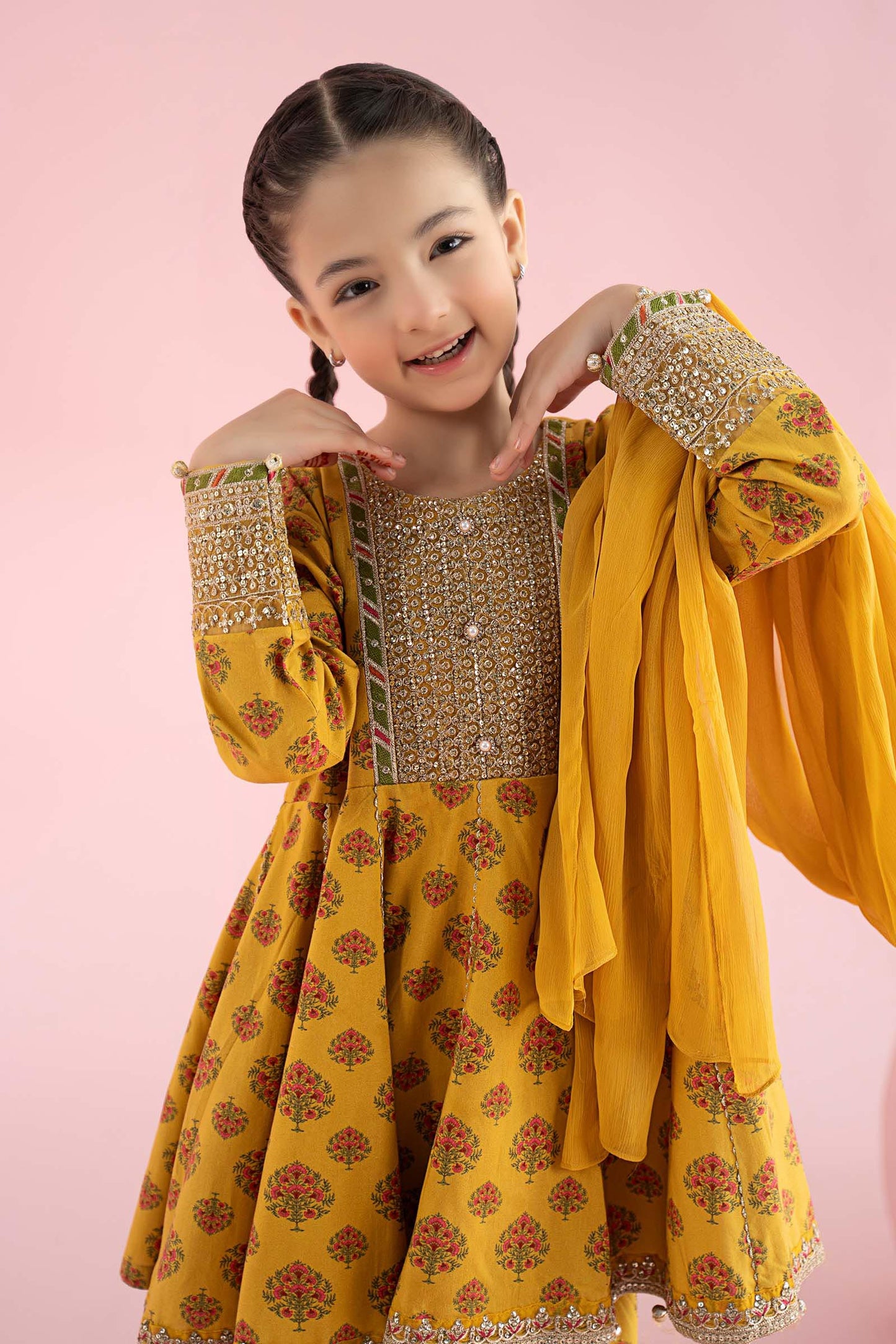 3 Piece Embroidered Linen Suit - Kids Clothing - available at Maria Faisal in UK and USA.