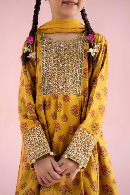 3 Piece Embroidered Linen Suit - Kids Clothing - available at Maria Faisal in UK and USA.