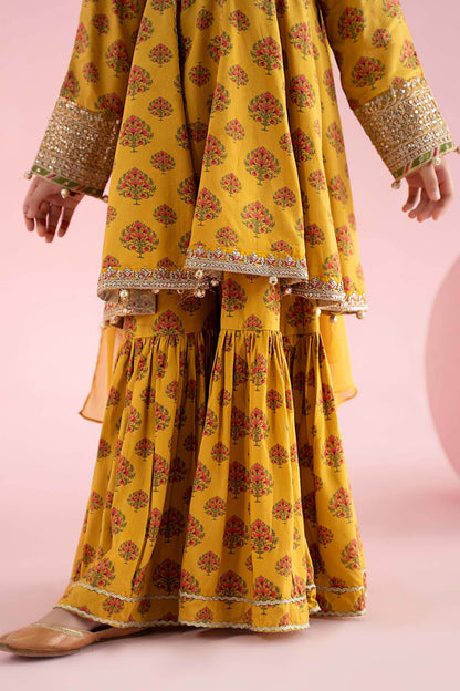 3 Piece Embroidered Linen Suit - Kids Clothing - available at Maria Faisal in UK and USA.