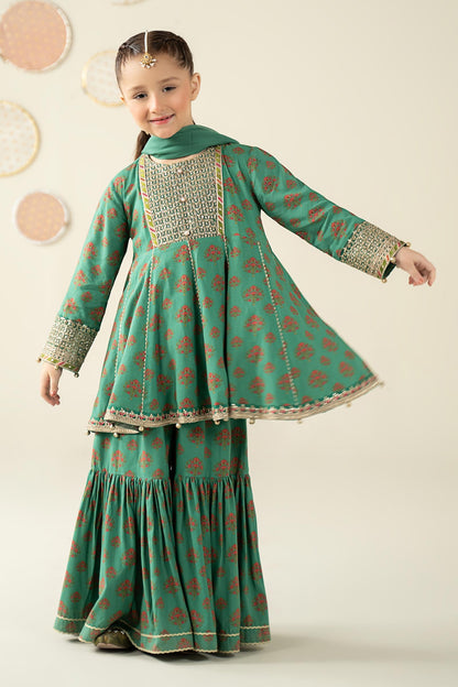 3 Piece Embroidered Linen Suit - Kids Clothing - available at Maria Faisal in UK and USA.