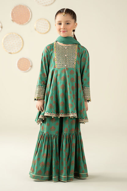 3 Piece Embroidered Linen Suit - Kids Clothing - available at Maria Faisal in UK and USA.