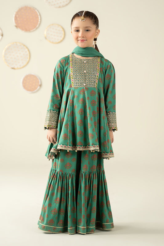 3 Piece Embroidered Linen Suit - Kids Clothing - available at Maria Faisal in UK and USA.