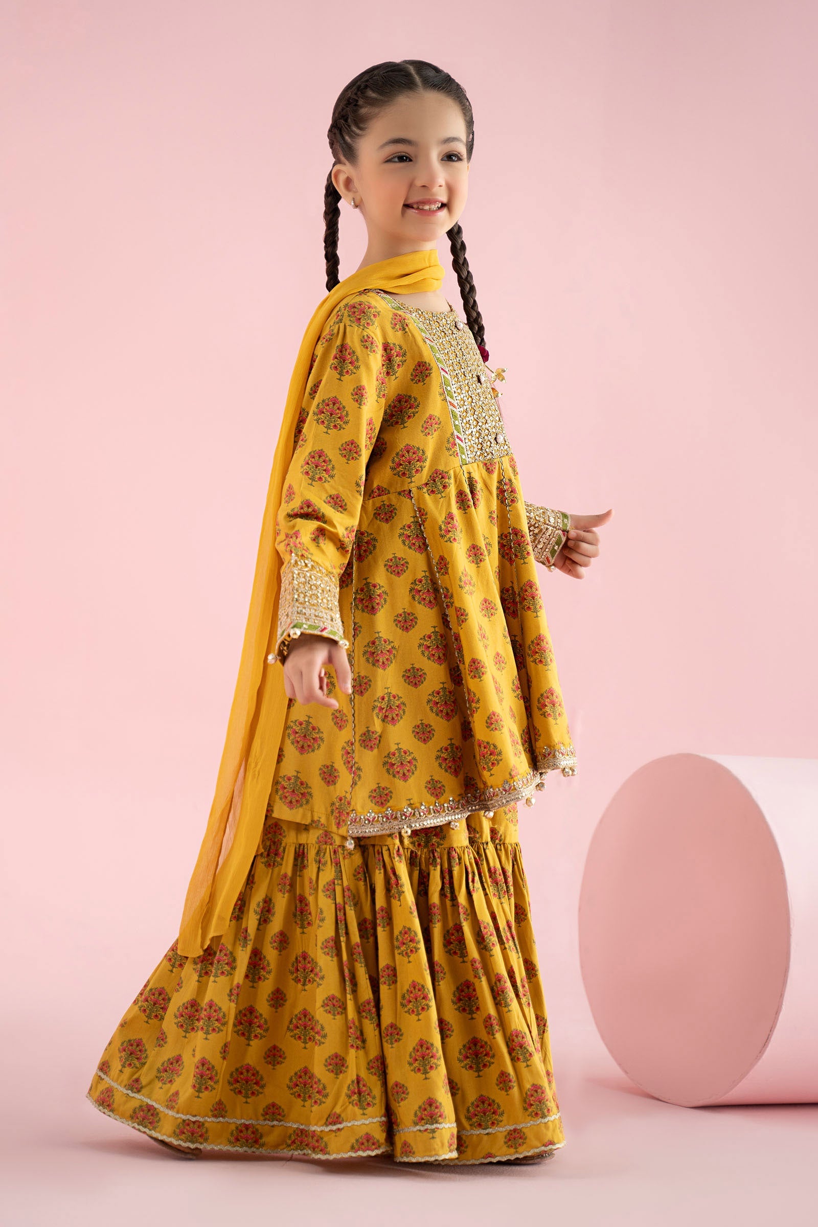 3 Piece Embroidered Linen Suit - Kids Clothing - available at Maria Faisal in UK and USA.