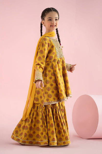 3 Piece Embroidered Linen Suit - Kids Clothing - available at Maria Faisal in UK and USA.