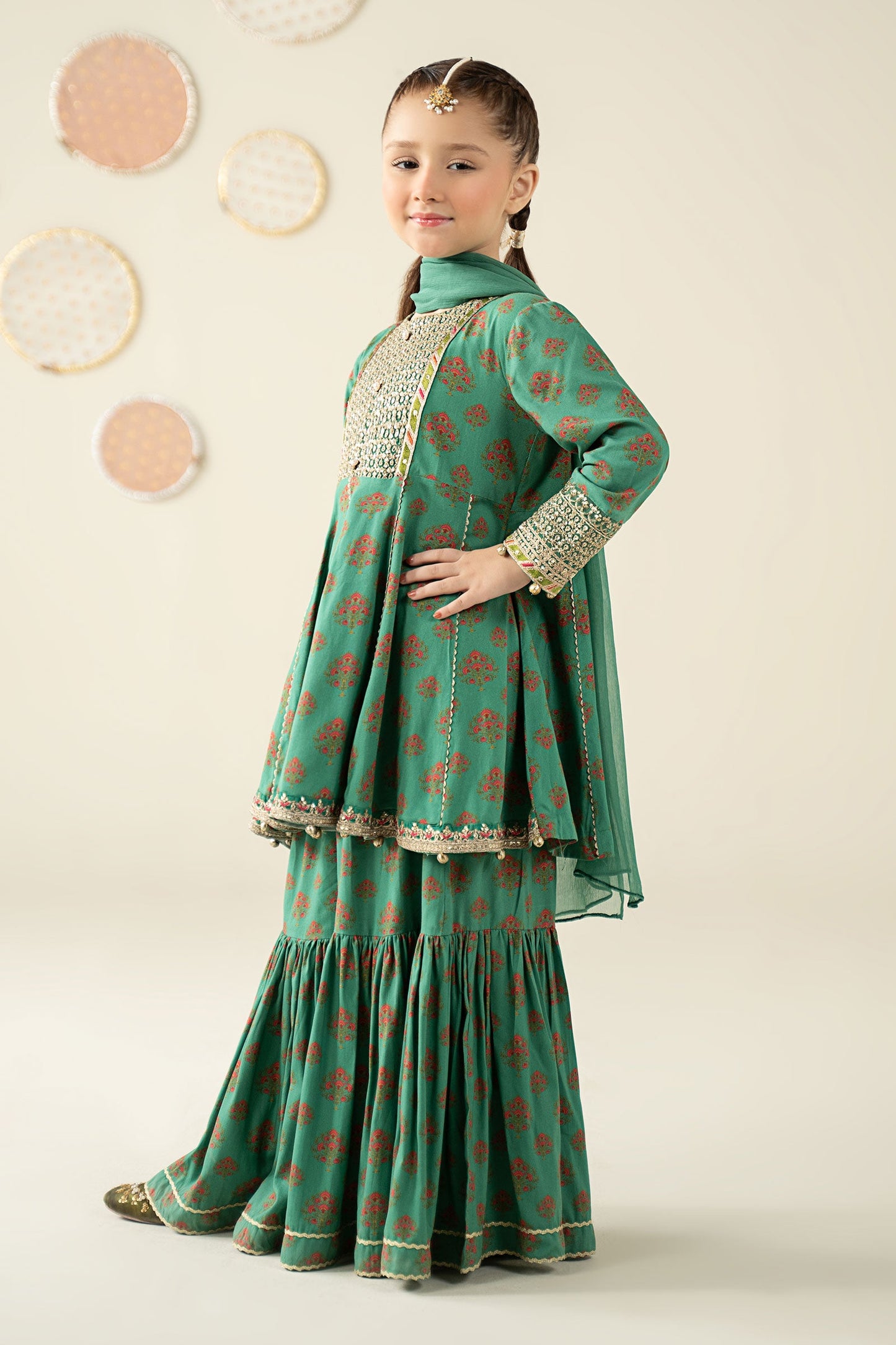 3 Piece Embroidered Linen Suit - Kids Clothing - available at Maria Faisal in UK and USA.