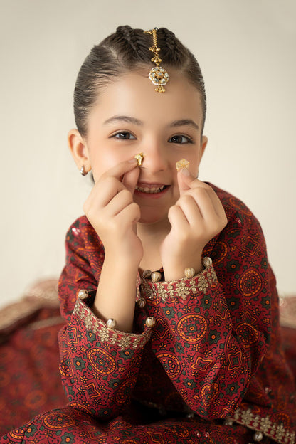 3 Piece Embroidered Slub Khaddar Suit - Kids Clothes - available at Maria Faisal in UK and USA