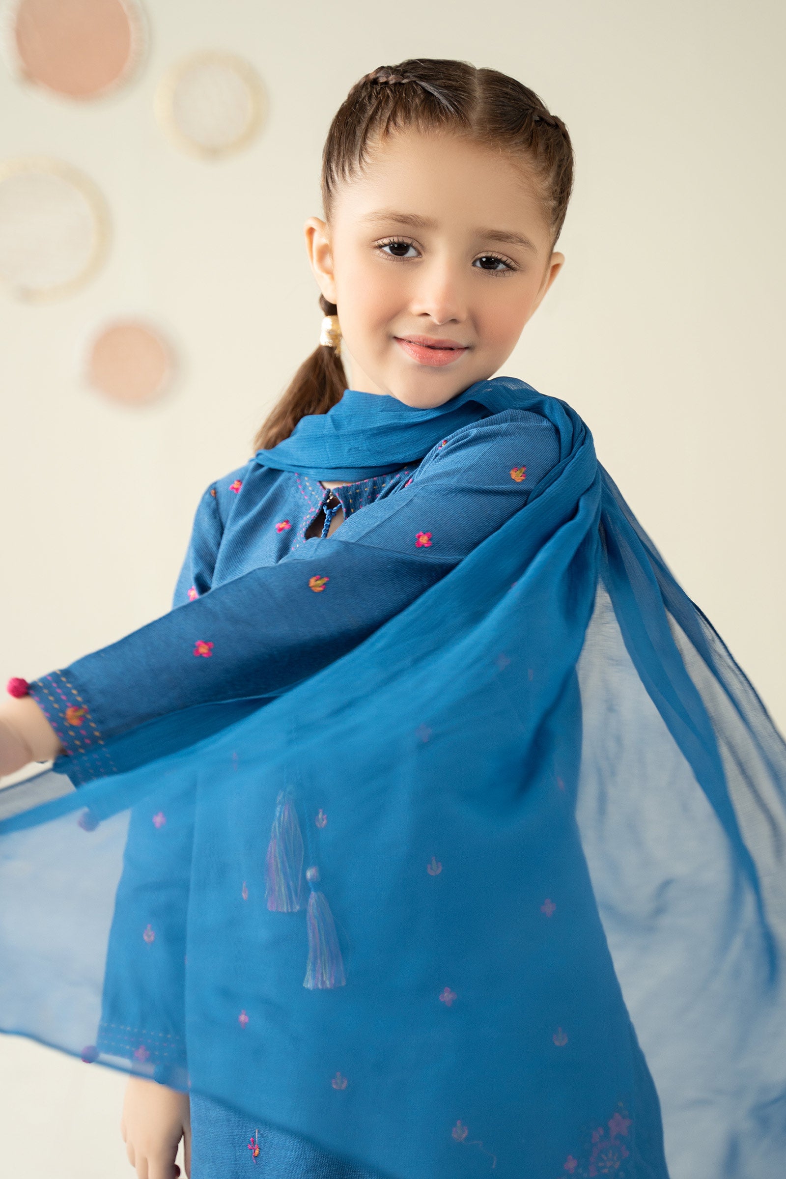 3 Piece Embroidered Cotton Silk Suit - Kids Clothes - available at Maria Faisal in UK and USA