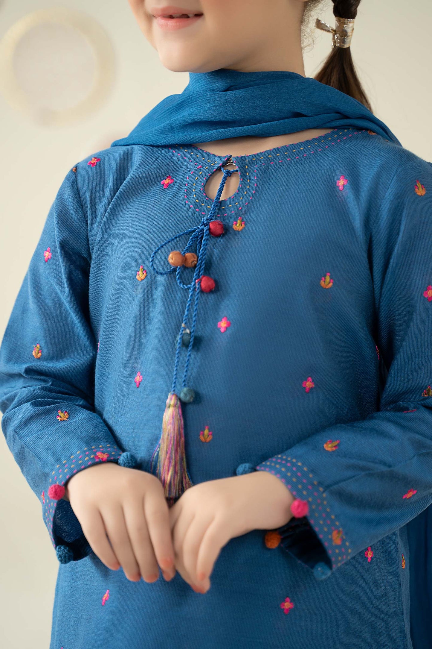 3 Piece Embroidered Cotton Silk Suit - Kids Clothes - available at Maria Faisal in UK and USA