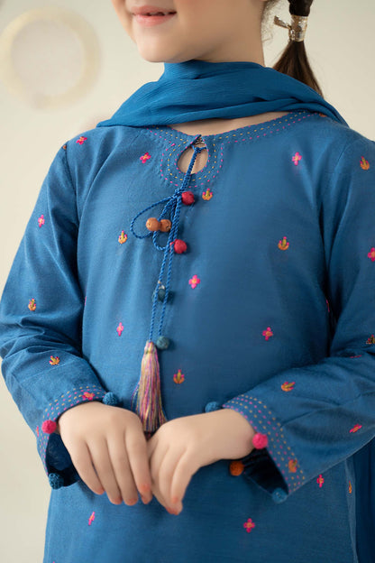 3 Piece Embroidered Cotton Silk Suit - Kids Clothes - available at Maria Faisal in UK and USA