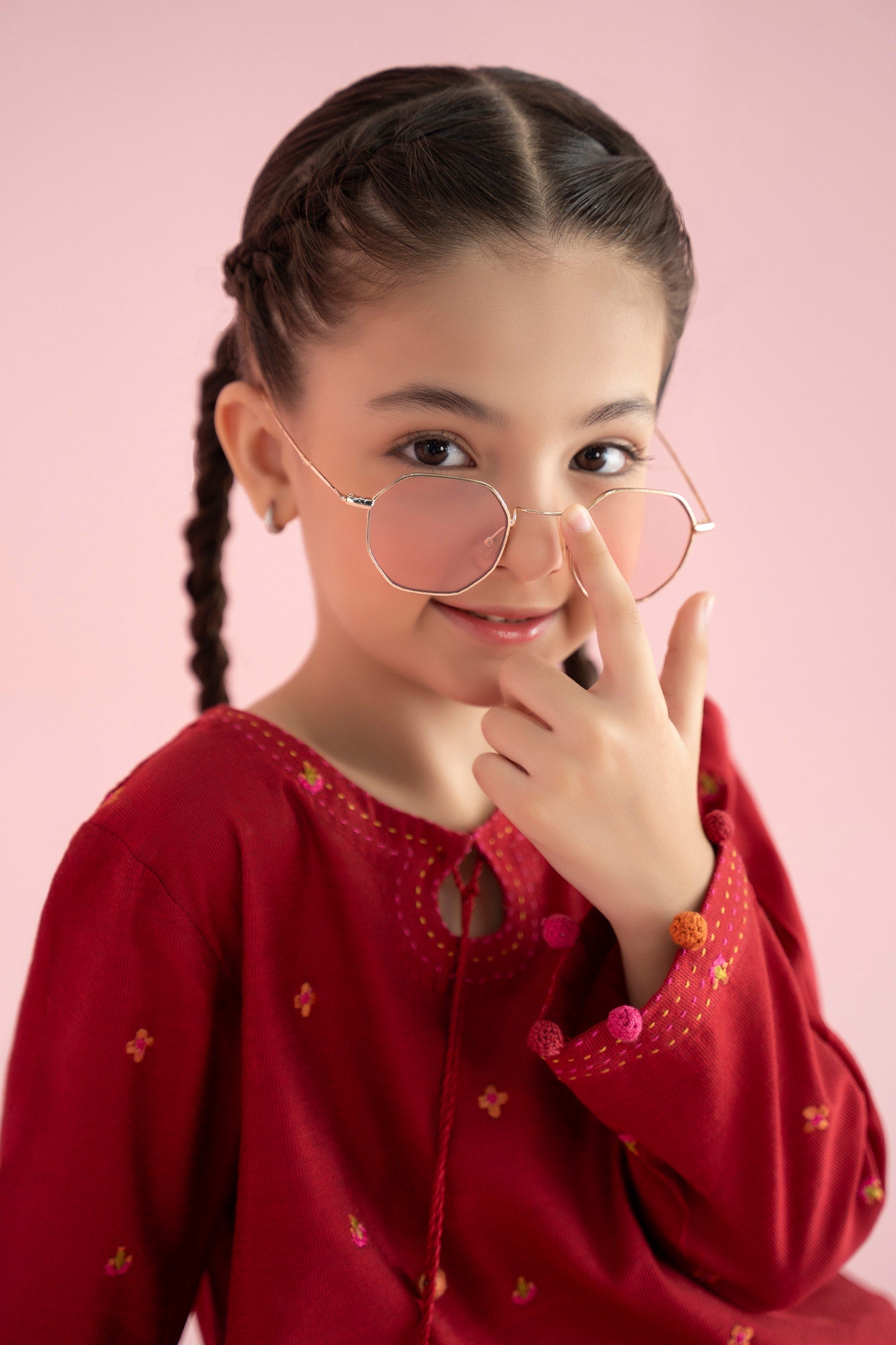 3 Piece Embroidered Cotton Silk Suit - Kids Clothes - available at Maria Faisal in UK and USA