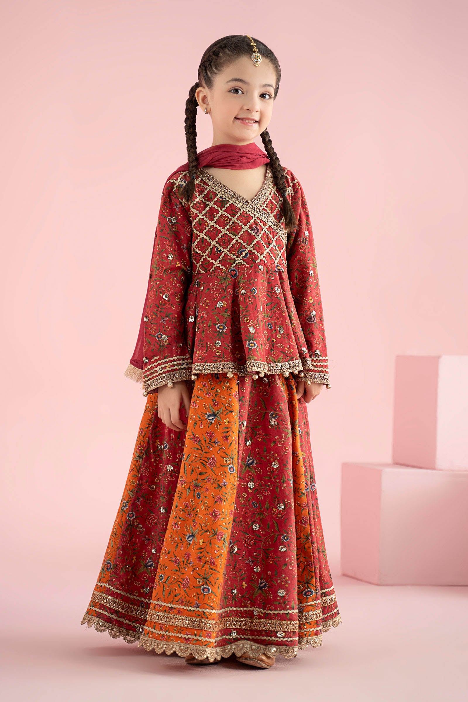 3 Piece Embroidered Khaddar Suit - Kids Clothes - available at Maria Faisal in UK and USA