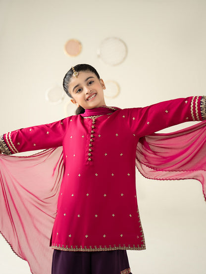 3 Piece Embroidered Linen Suit - Kids Clothes - available at Maria Faisal in UK and USA