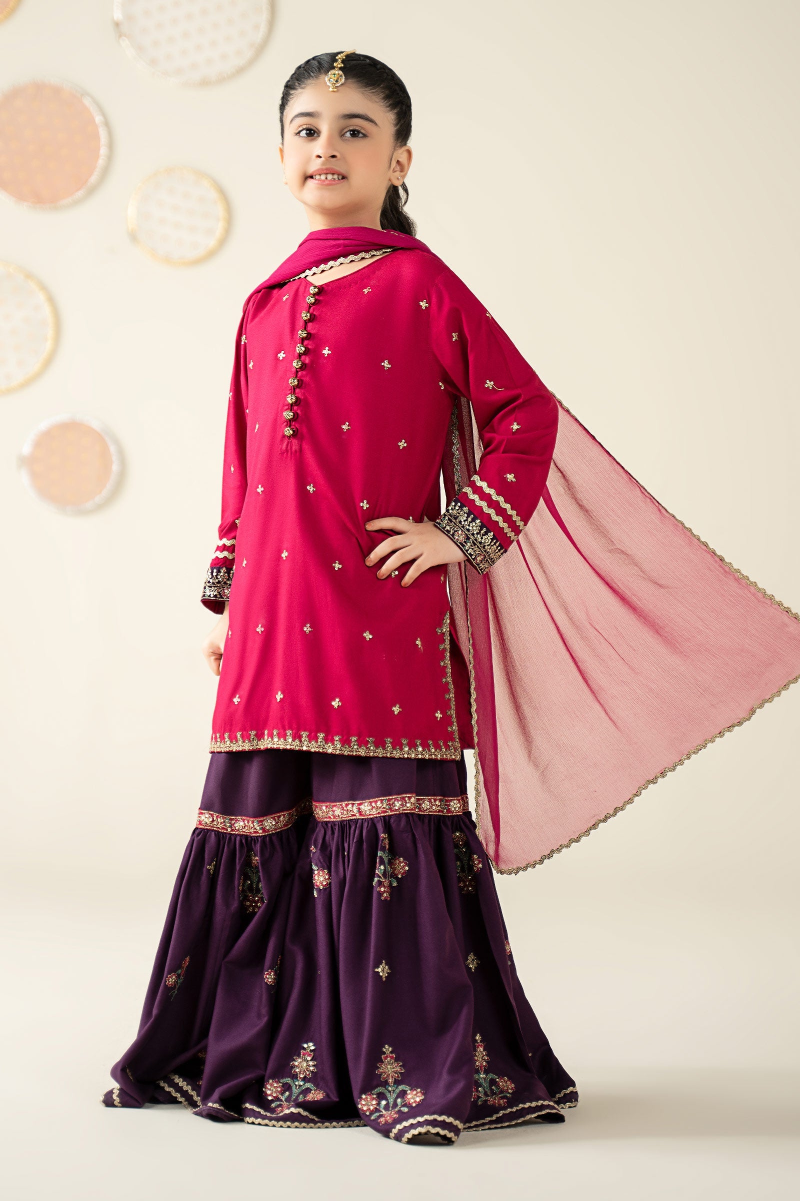 3 Piece Embroidered Linen Suit - Kids Clothes - available at Maria Faisal in UK and USA