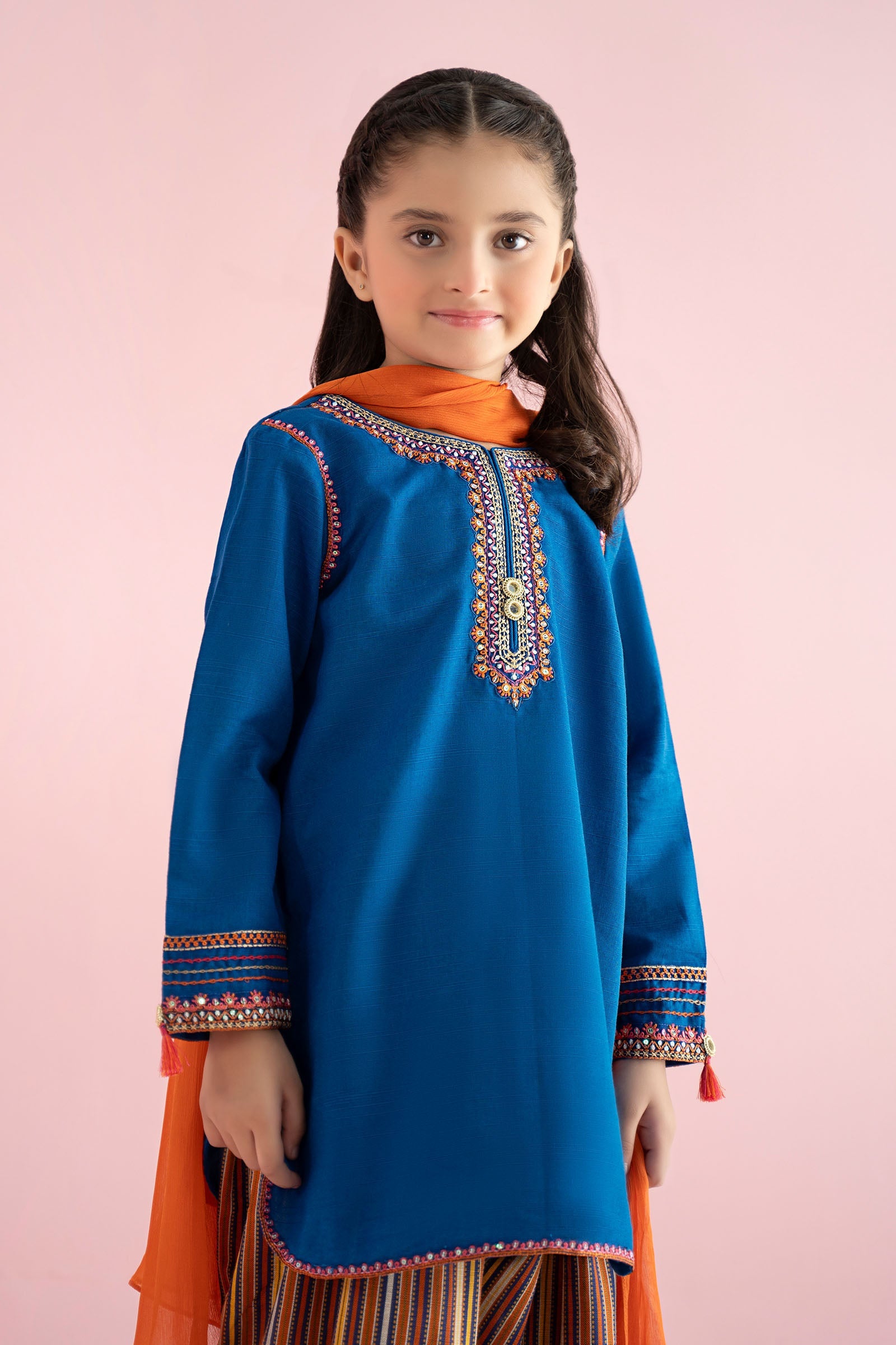 3 Piece Embroidered Slub Khaddar Suit - Kids Clothes - available at Maria Faisal in UK and USA