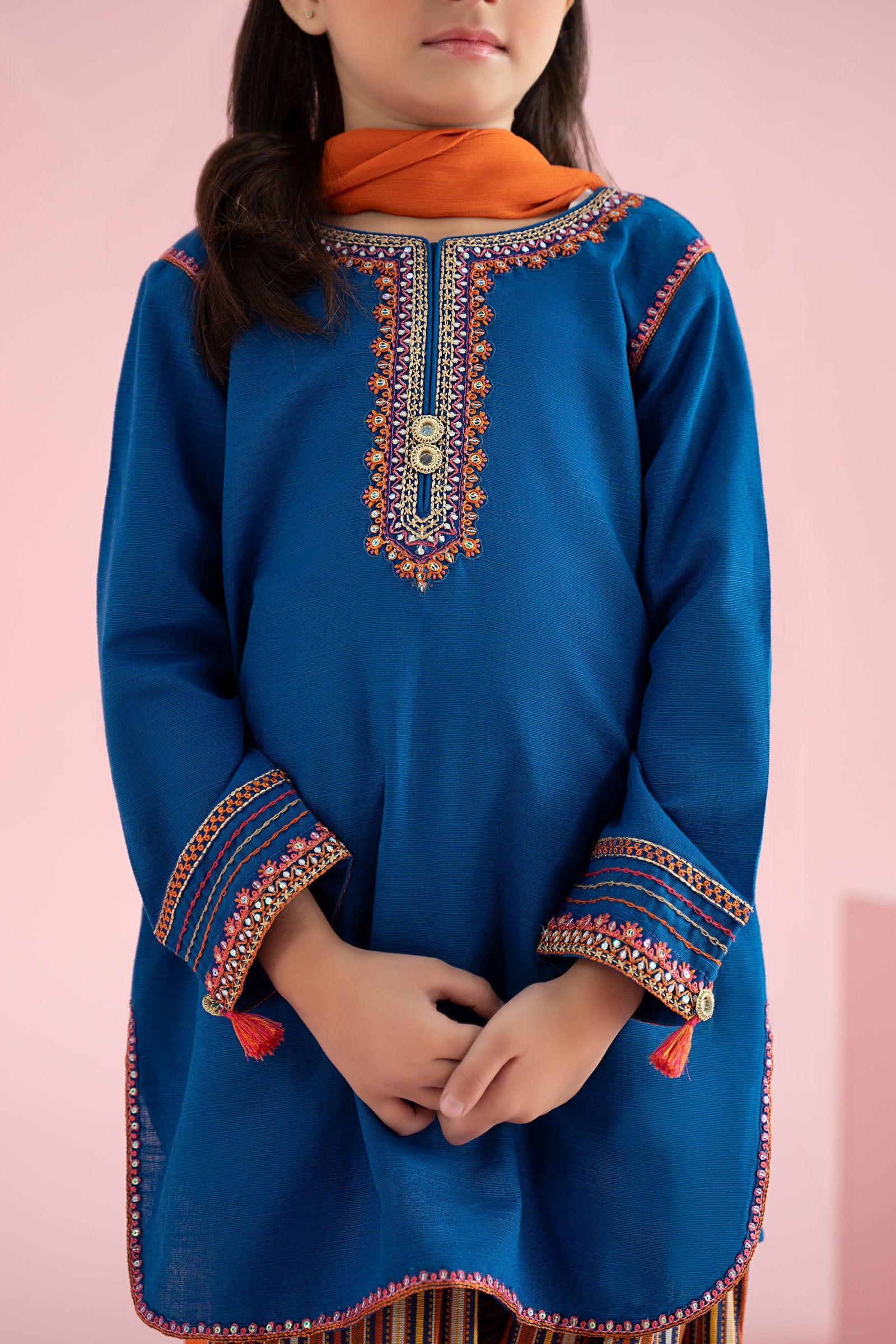 3 Piece Embroidered Slub Khaddar Suit - Kids Clothes - available at Maria Faisal in UK and USA