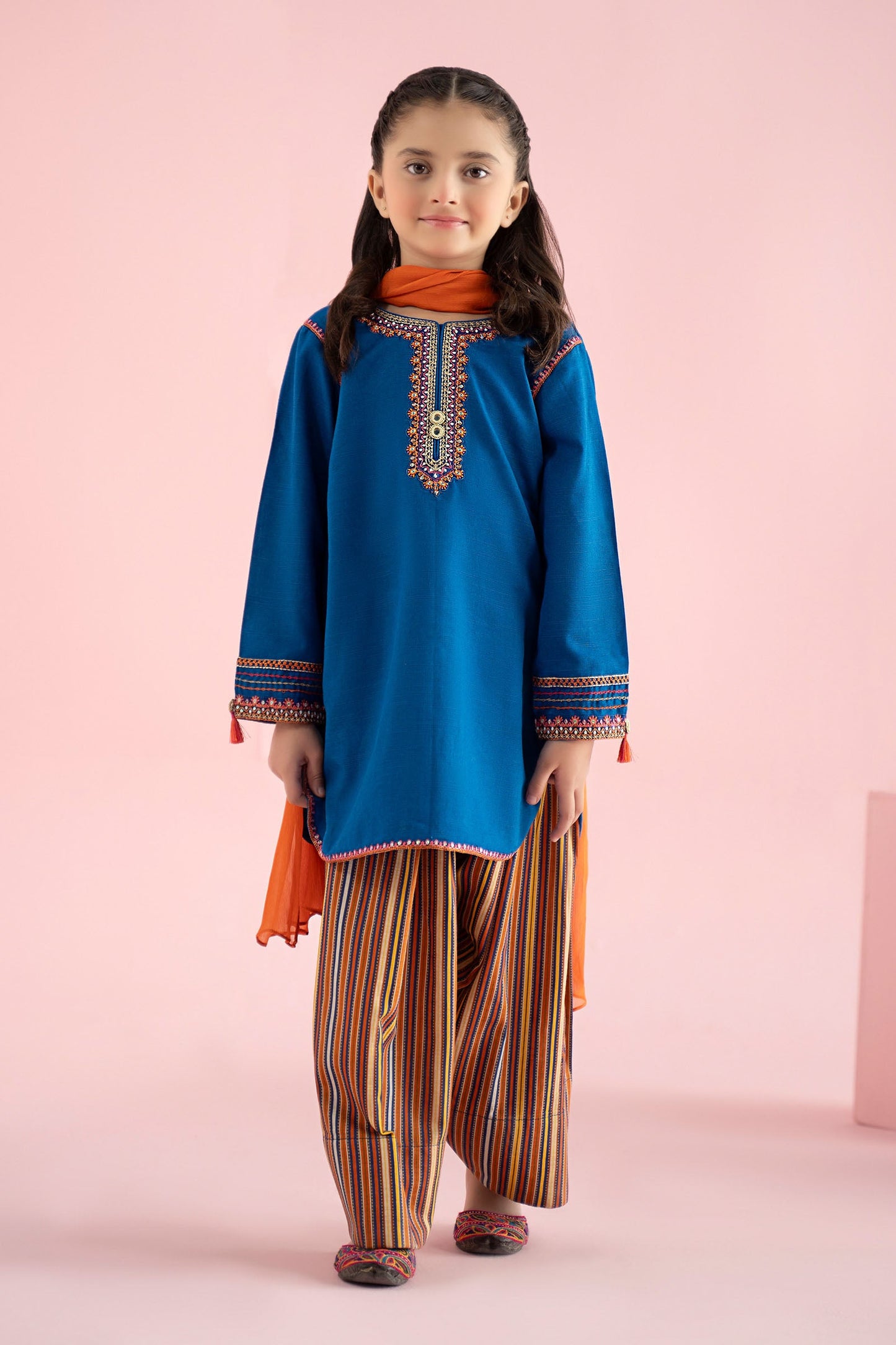 3 Piece Embroidered Slub Khaddar Suit - Kids Clothes - available at Maria Faisal in UK and USA