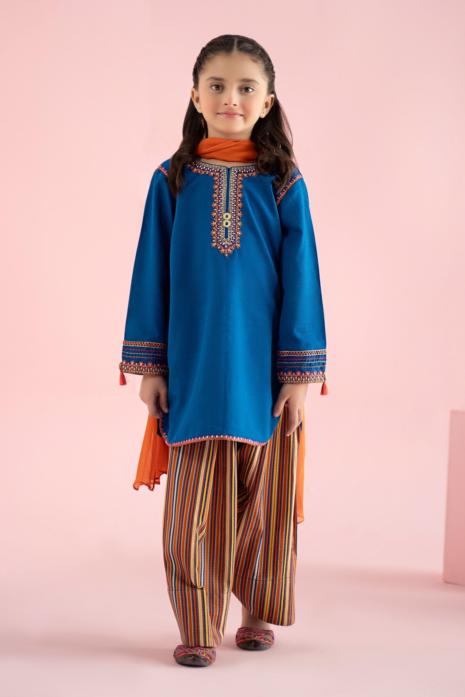 3 Piece Embroidered Slub Khaddar Suit - Kids Clothes - available at Maria Faisal in UK and USA