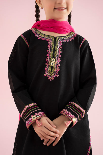 3 Piece Embroidered Slub Khaddar Suit - Kids Clothes - available at Maria Faisal in UK and USA