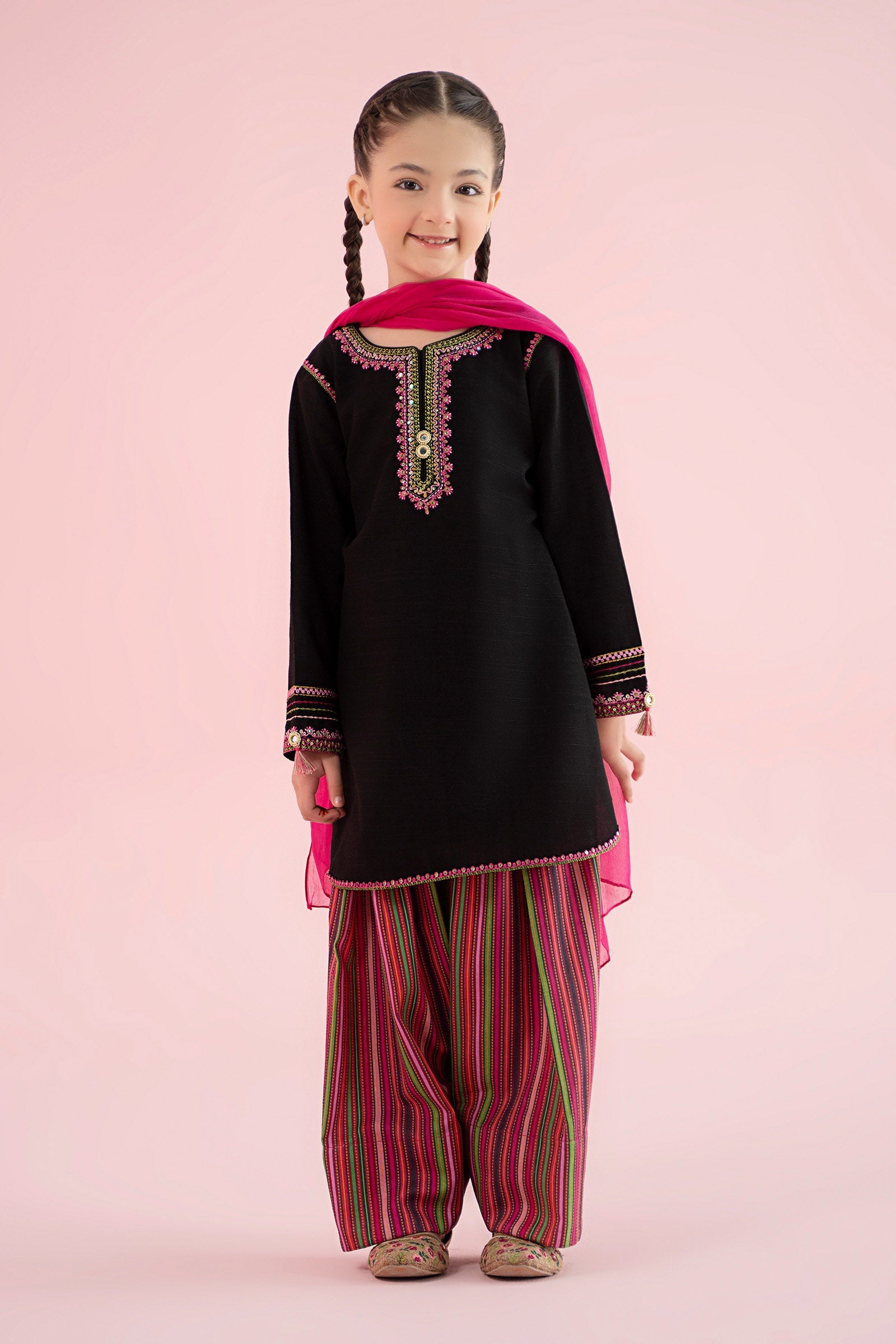 3 Piece Embroidered Slub Khaddar Suit - Kids Clothes - available at Maria Faisal in UK and USA