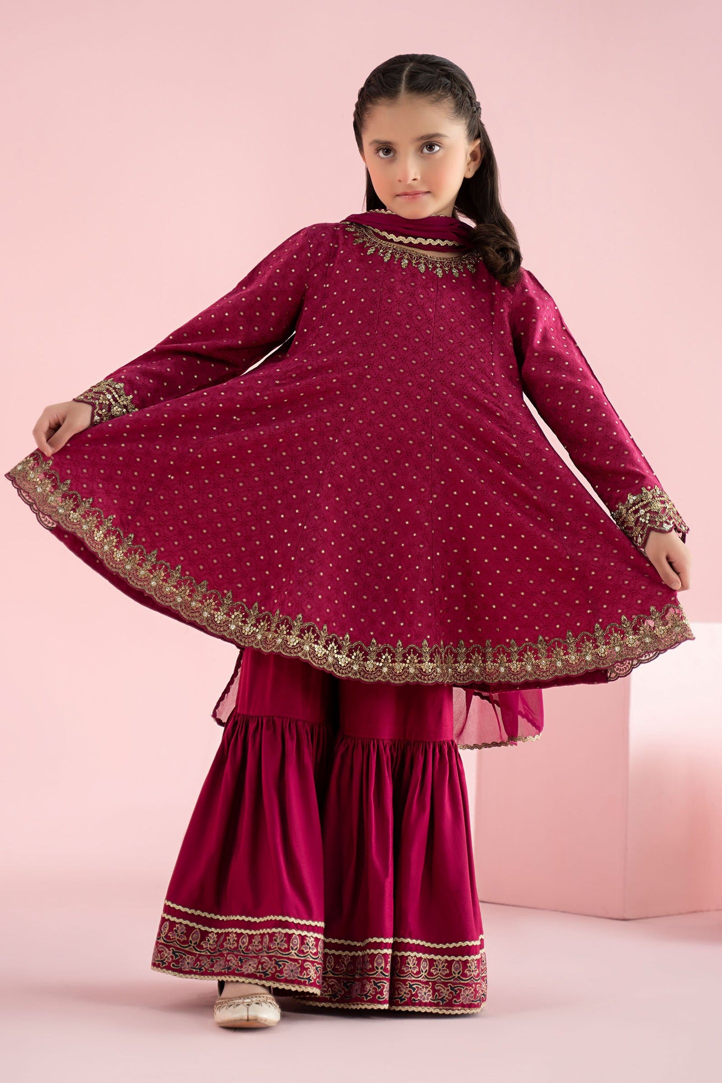 3 Piece Embroidered Filament Viscose Suit - Kids Clothes - available at Maria Faisal in UK and USA