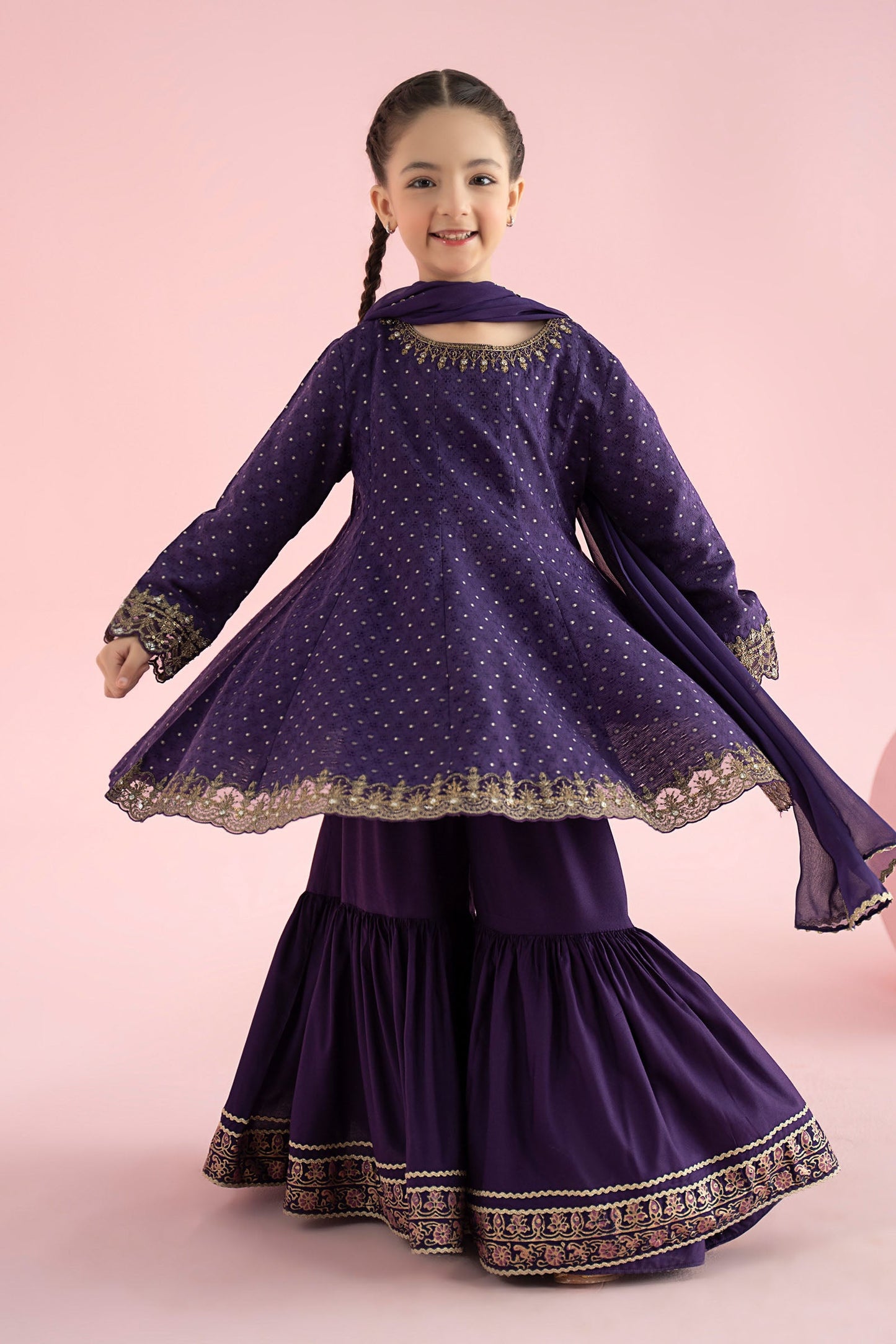3 Piece Embroidered Filament Viscose Suit - Kids Clothes - available at Maria Faisal in UK and USA