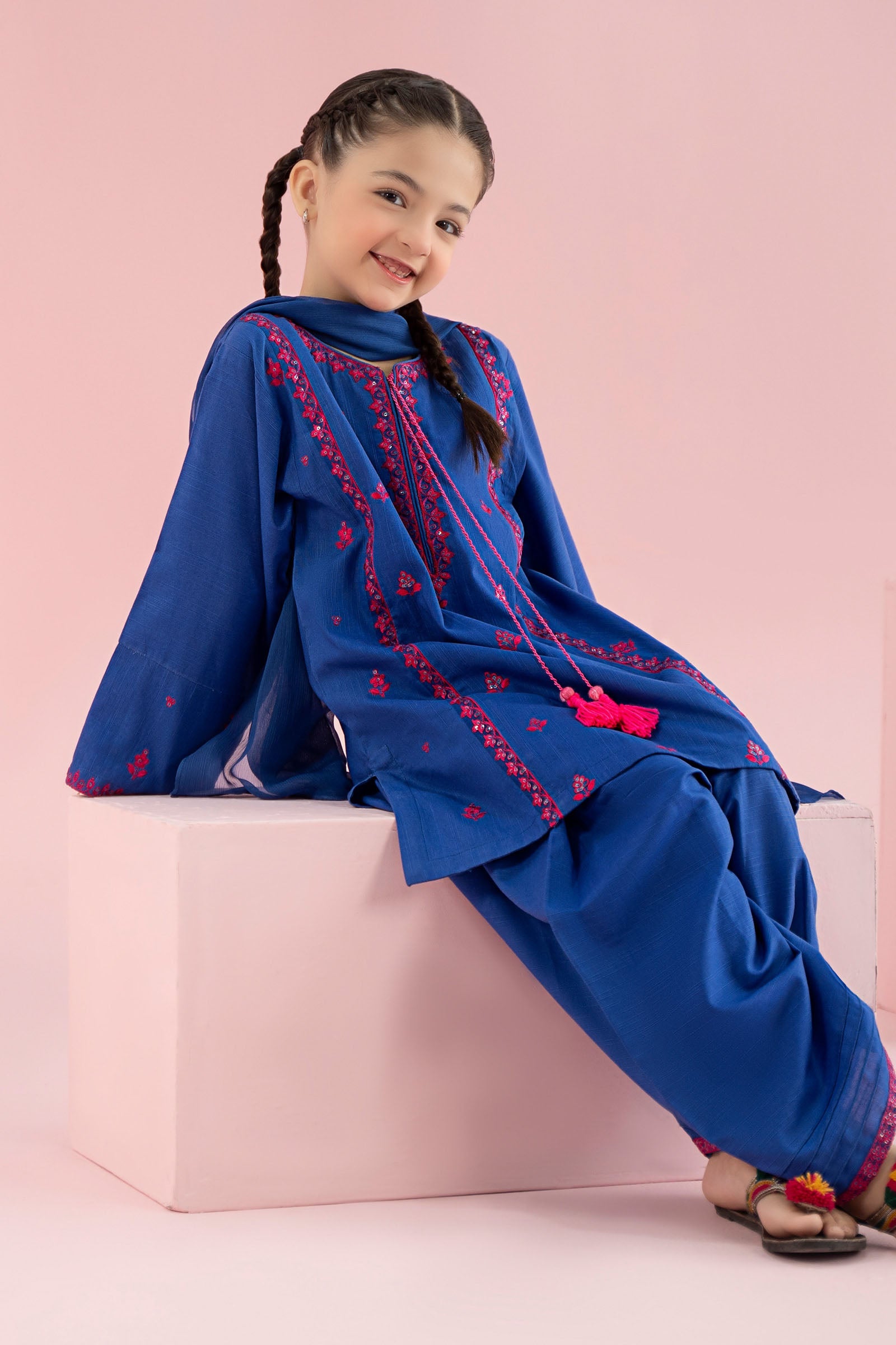 3 Piece Embroidered Khaddar Suit - Kids Clothes - available at Maria Faisal in UK and USA
