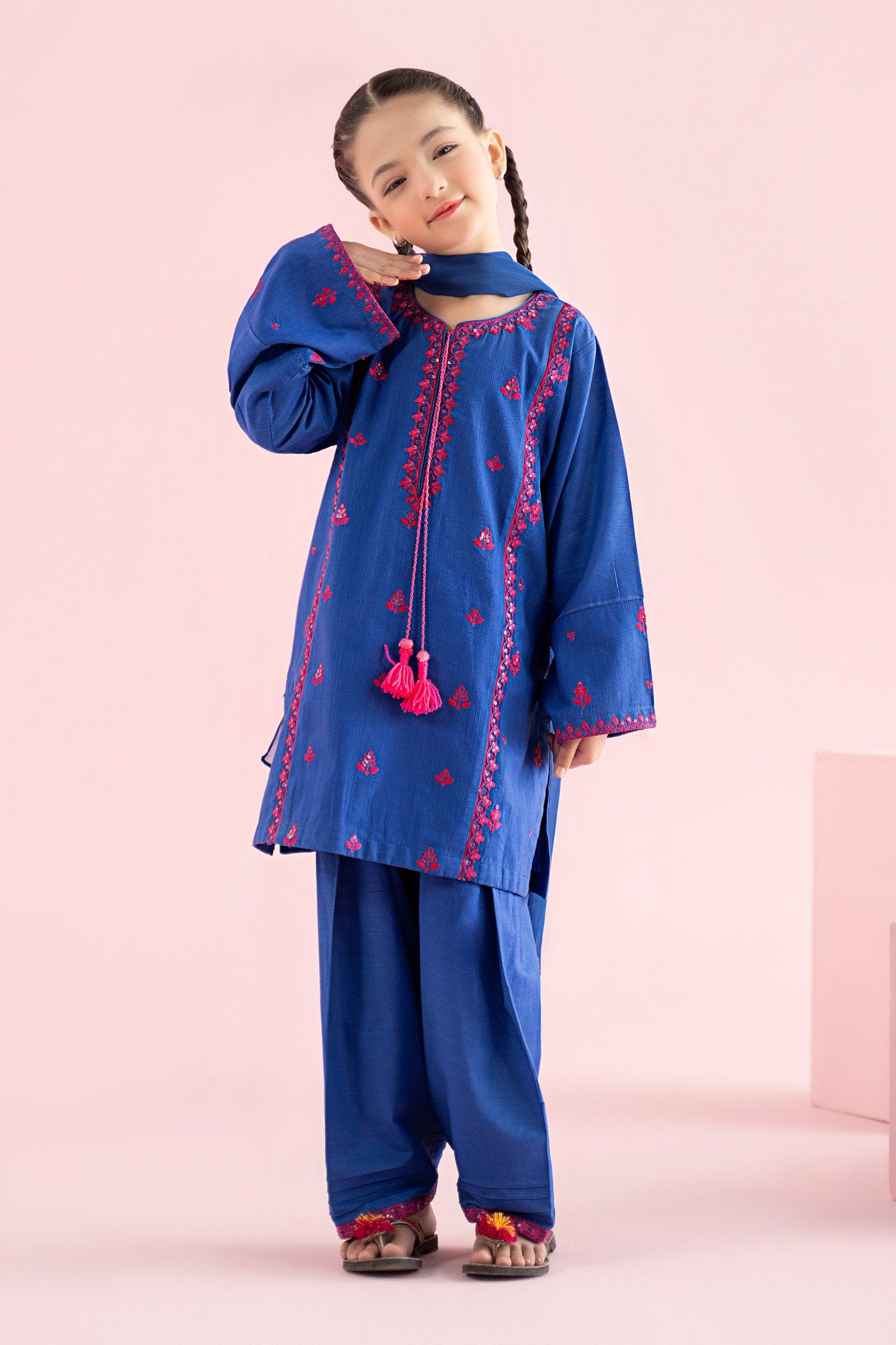 3 Piece Embroidered Khaddar Suit - Kids Clothes - available at Maria Faisal in UK and USA