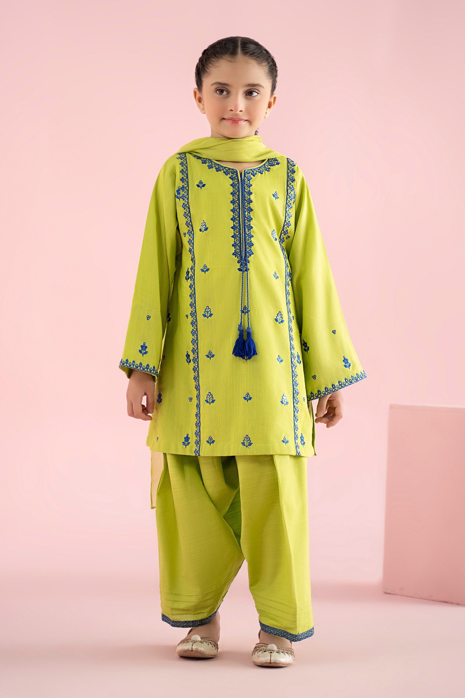 3 Piece Embroidered Khaddar Suit - Kids Clothes - available at Maria Faisal in UK and USA