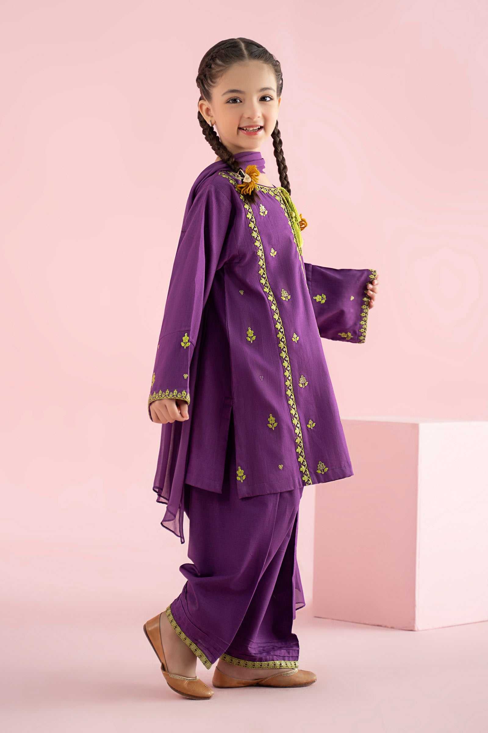 3 Piece Embroidered Khaddar Suit - Kids Clothes - available at Maria Faisal in UK and USA