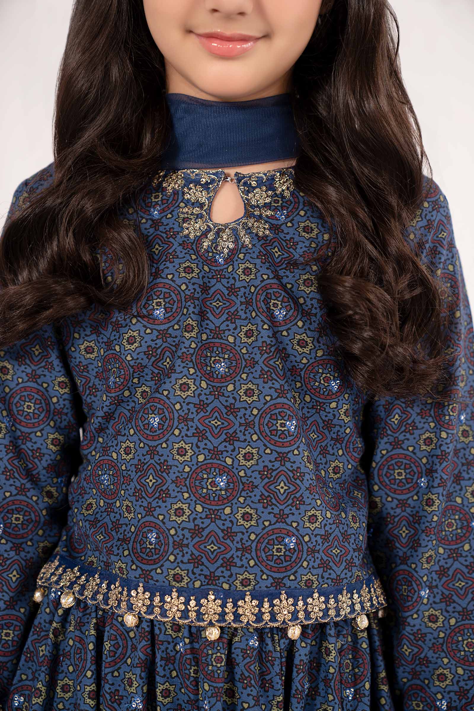 3 Piece Embroidered Slub Khaddar Suit - Kids Clothing - available at Maria Faisal in UK and USA.