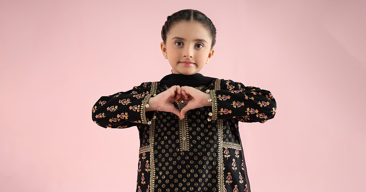 3 Piece Embroidered Karandi Suit - Kids Clothing - available at Maria Faisal in UK and USA.