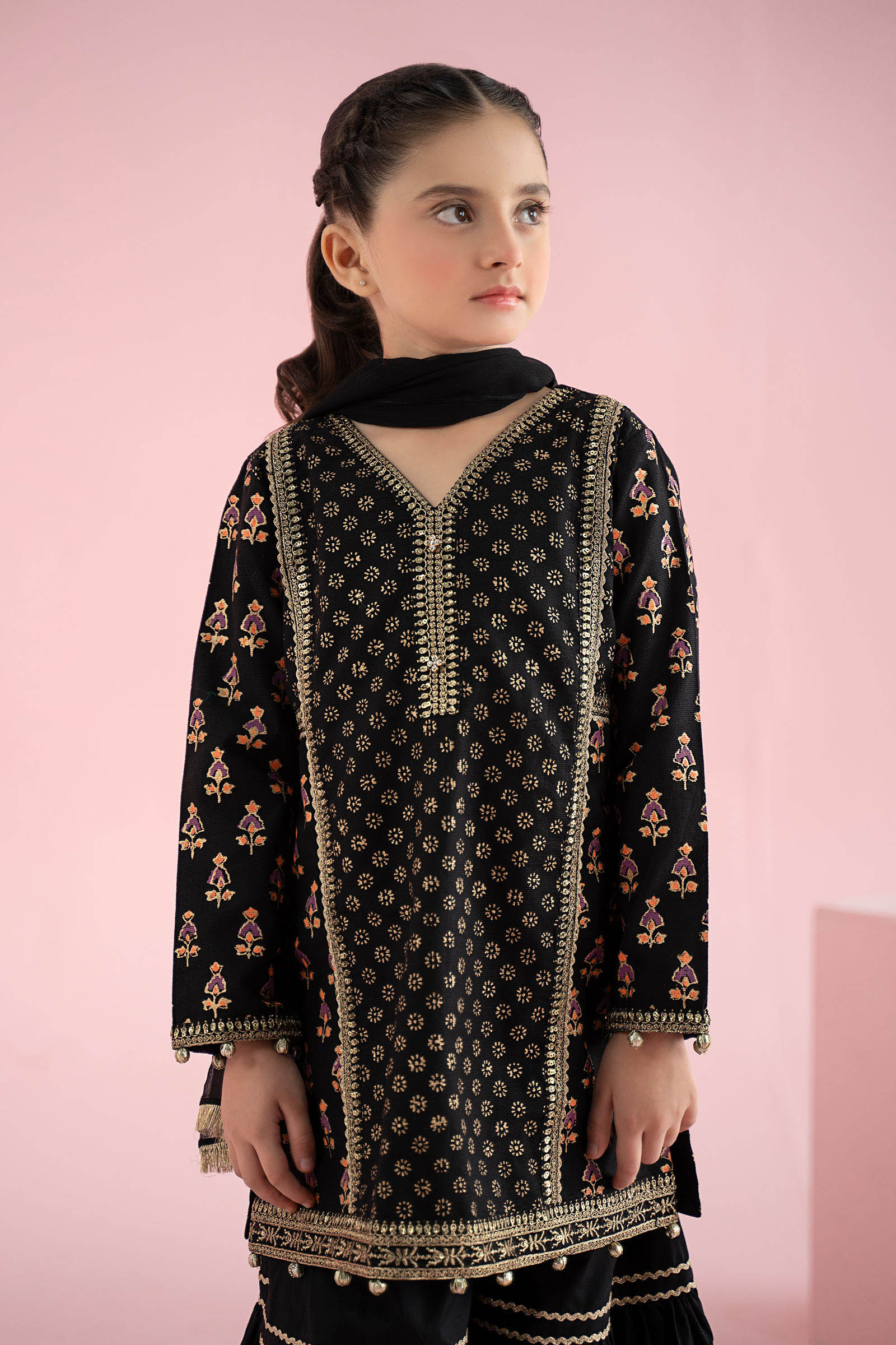 3 Piece Embroidered Karandi Suit - Kids Clothing - available at Maria Faisal in UK and USA.