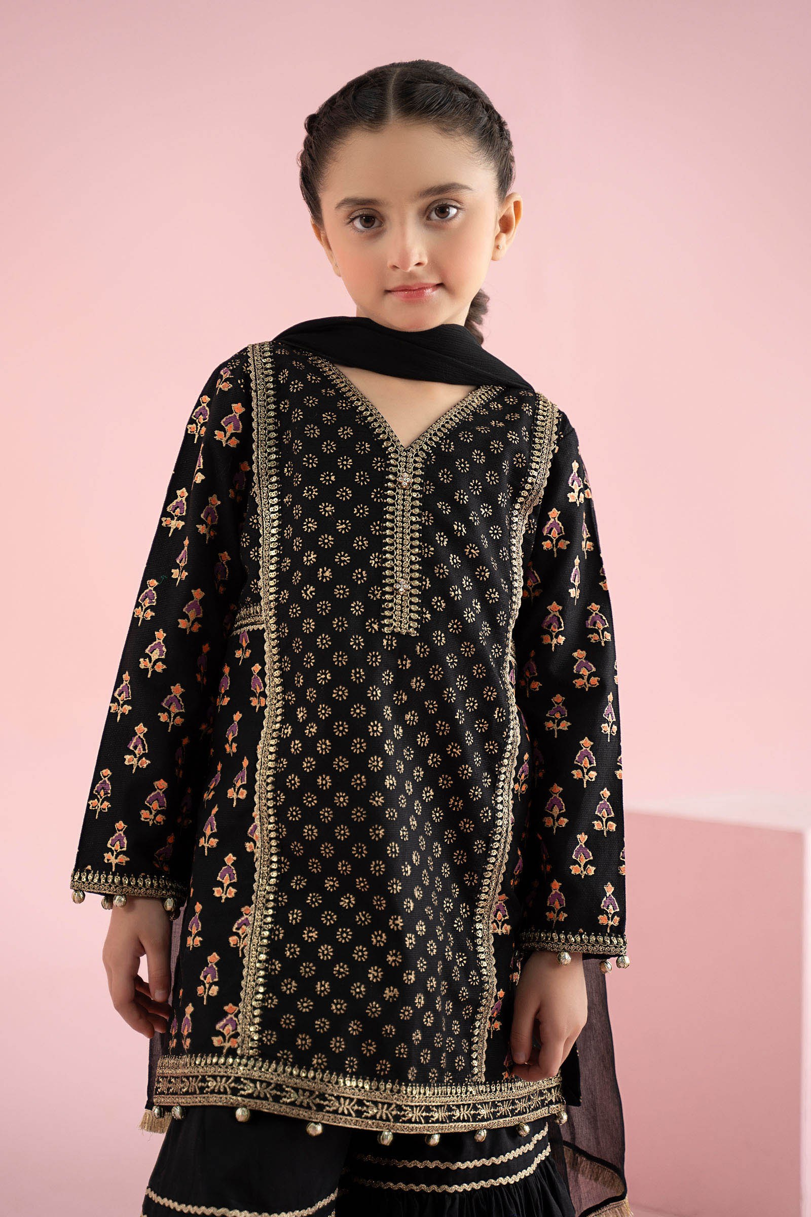3 Piece Embroidered Karandi Suit - Kids Clothing - available at Maria Faisal in UK and USA.